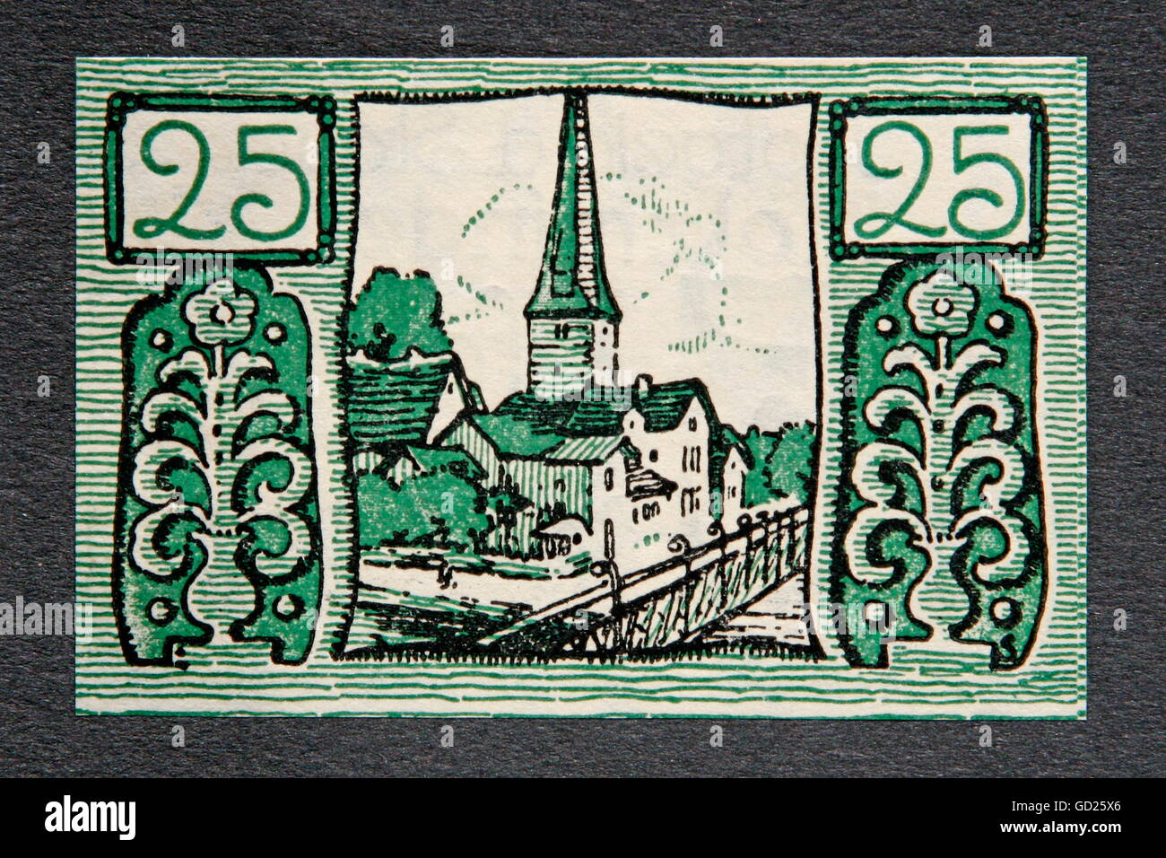 finances / money, bank notes, Germany, 25 Pfennig, obverse, released by the municipal authorities of Holzminden, valid until 1.5.1922, Additional-Rights-Clearences-Not Available Stock Photo