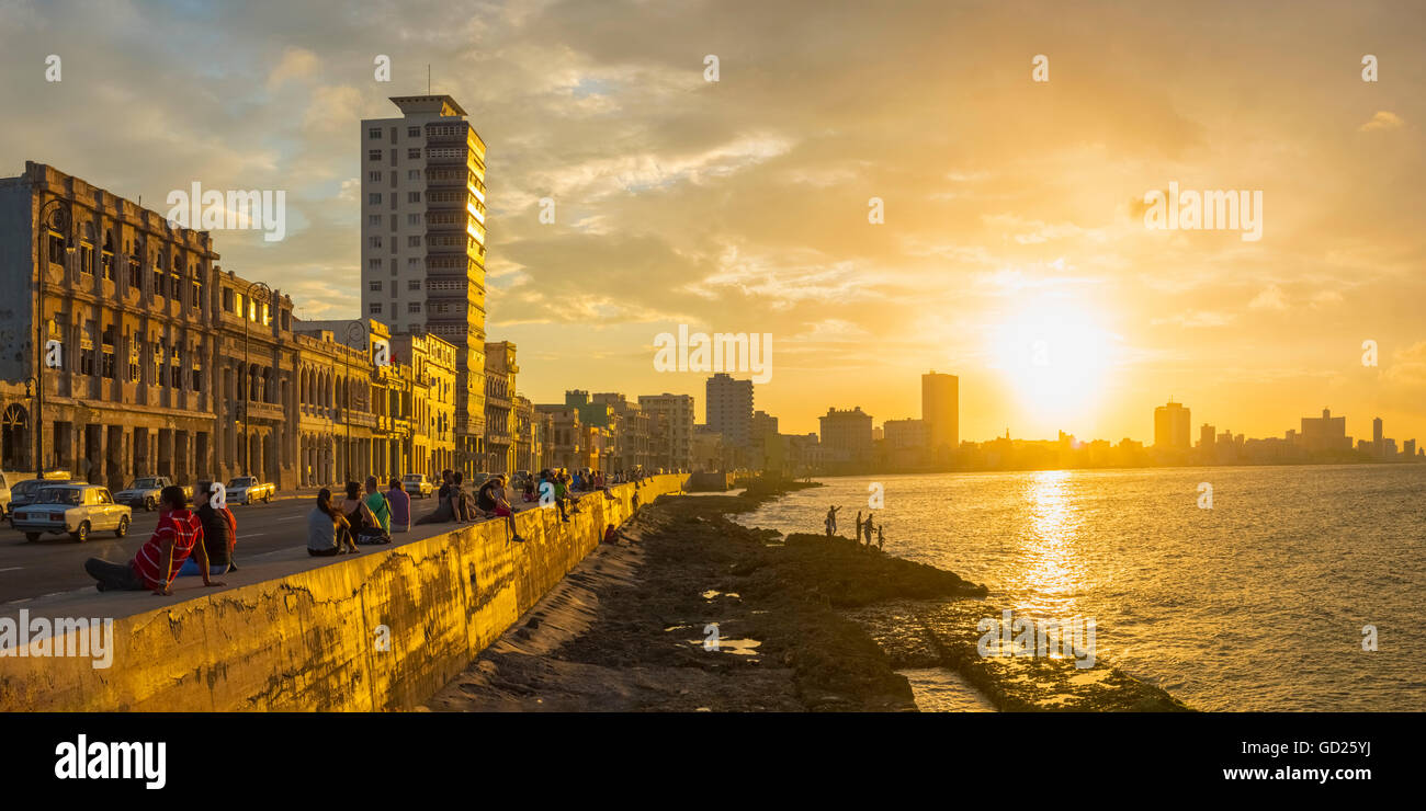 The Malecon, Havana, Cuba, West Indies, Caribbean, Central America Stock Photo