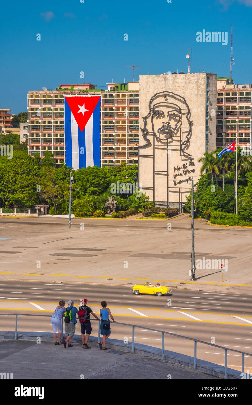 Plaza de la Revolucion, Vedado, Havana, Cuba, West Indies, Caribbean, Central America Stock Photo