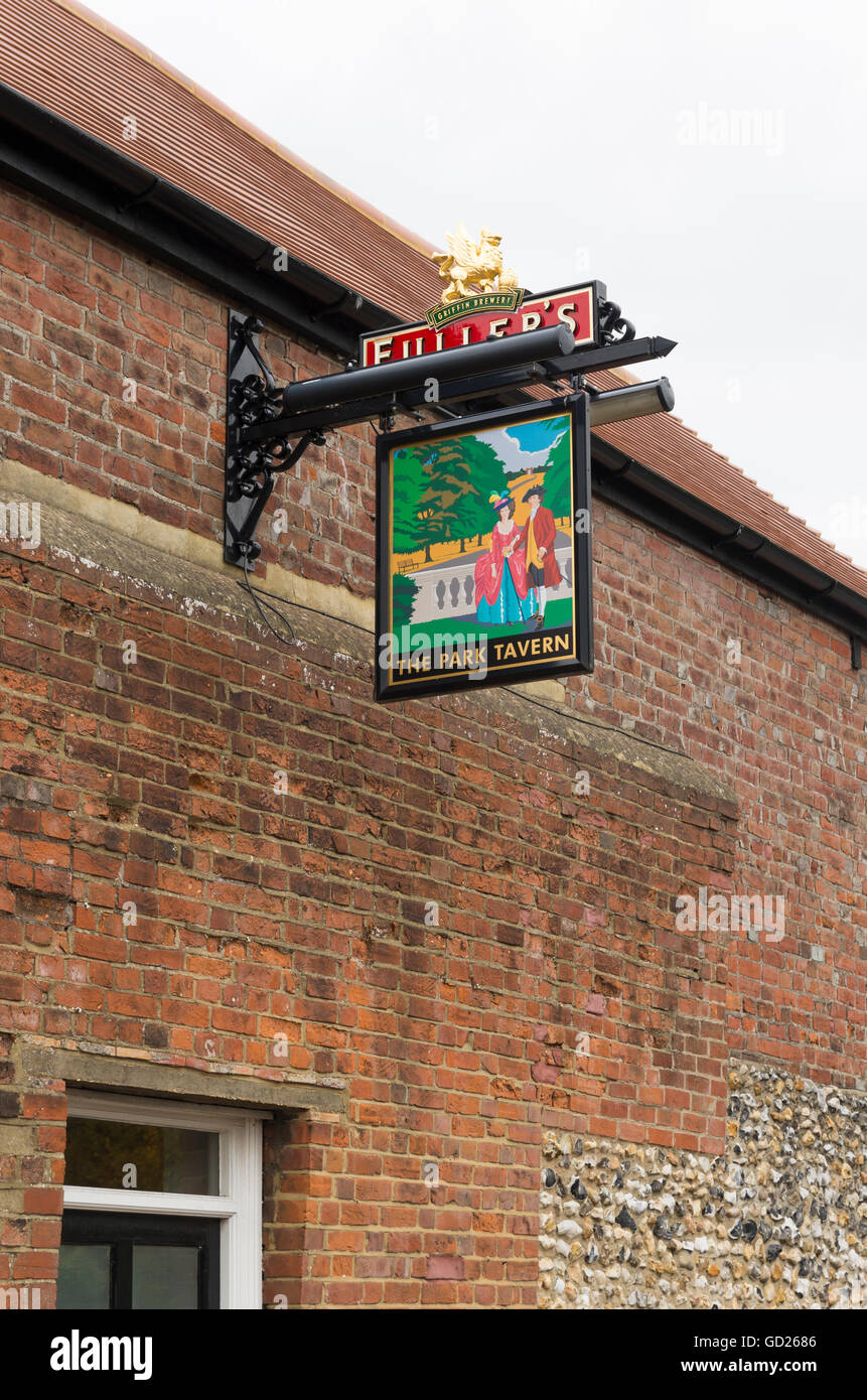 CHICHESTER, ENGLAND - OCTOBER 22, 2015: Traditionally english tavern sign in the old city of Chichester Stock Photo