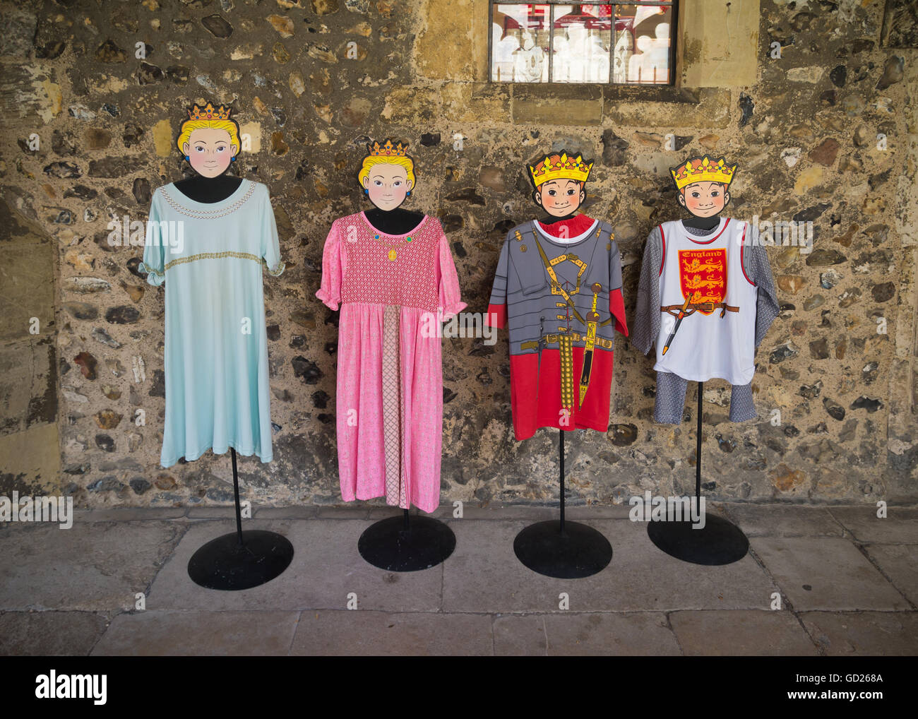 CHICHESTER, ENGLAND - OCTOBER 22, 2015: mannequins with mediaval children cloths in the Chichester cathedral Stock Photo