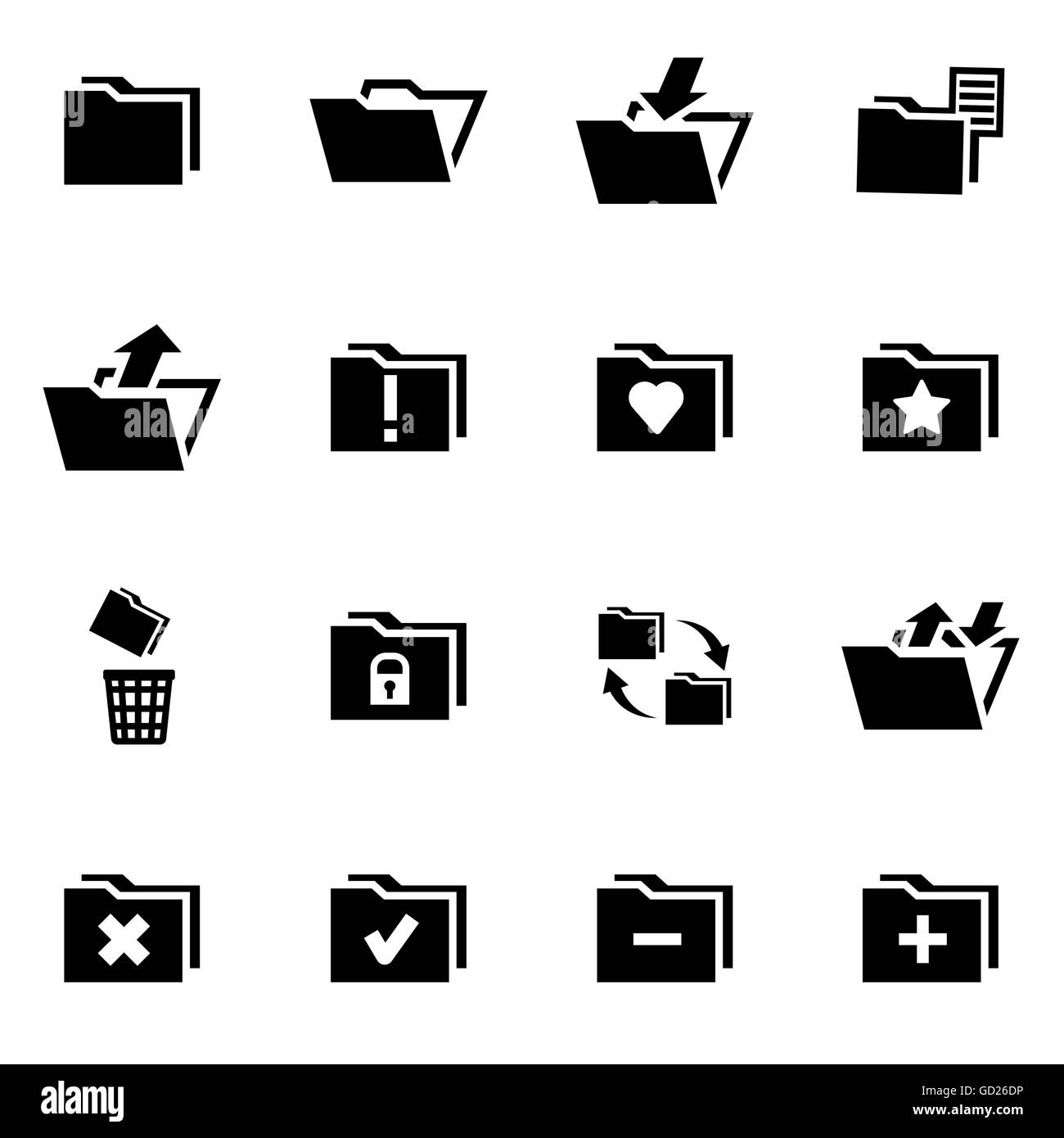 Vector black folder icon set Stock Vector Image & Art - Alamy