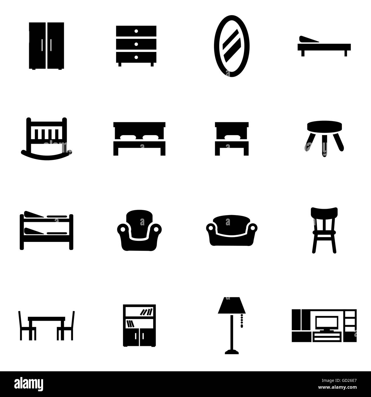Vector black furniture icon set Stock Vector Image & Art Alamy