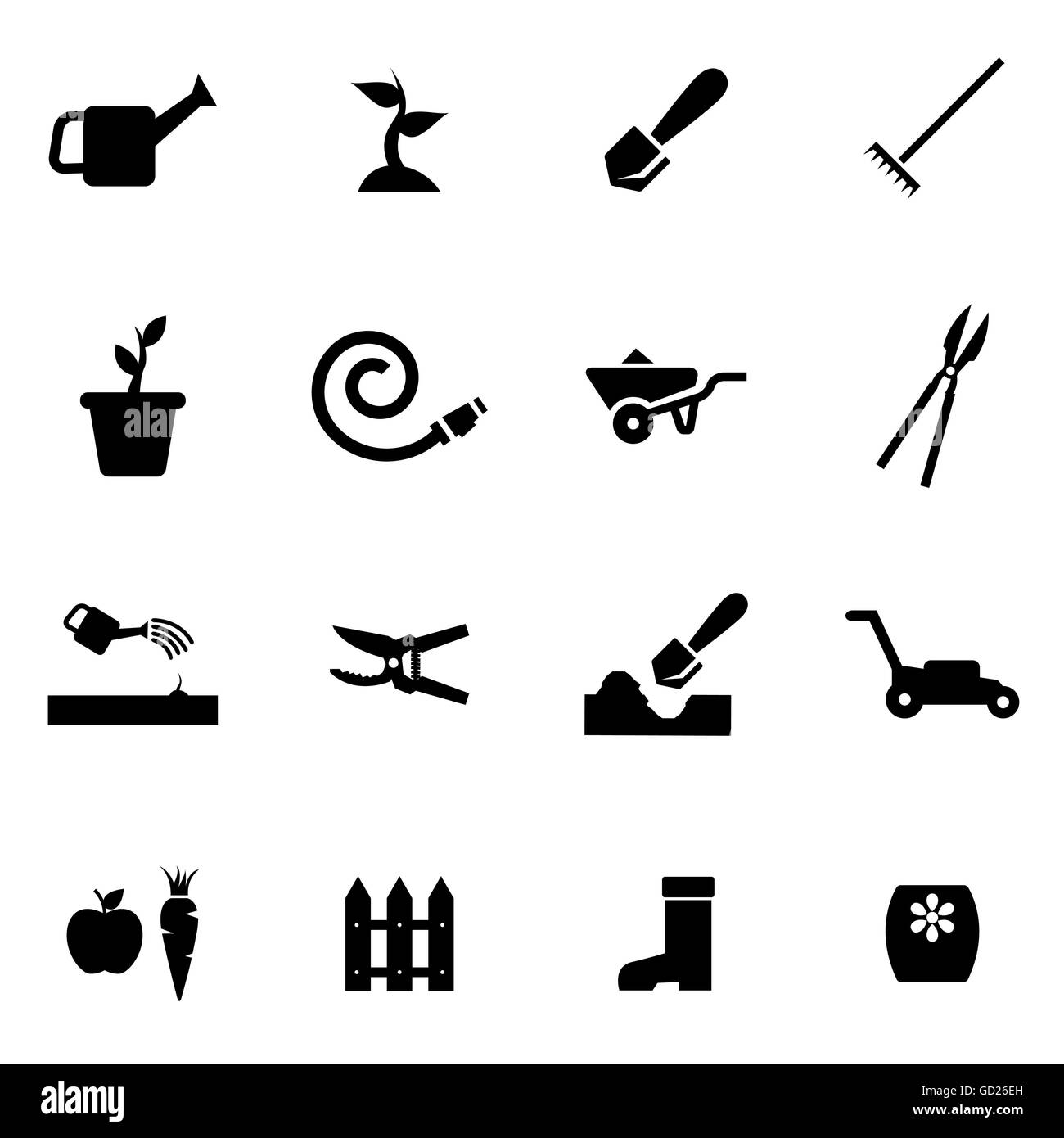 Vector black gardening icon set Stock Vector Image & Art - Alamy
