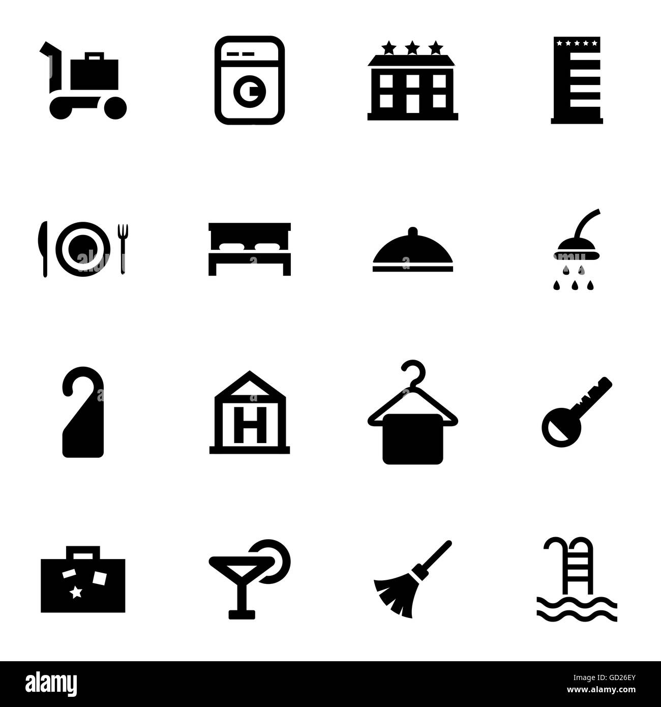 Vector black hotel icon set Stock Vector Image & Art - Alamy