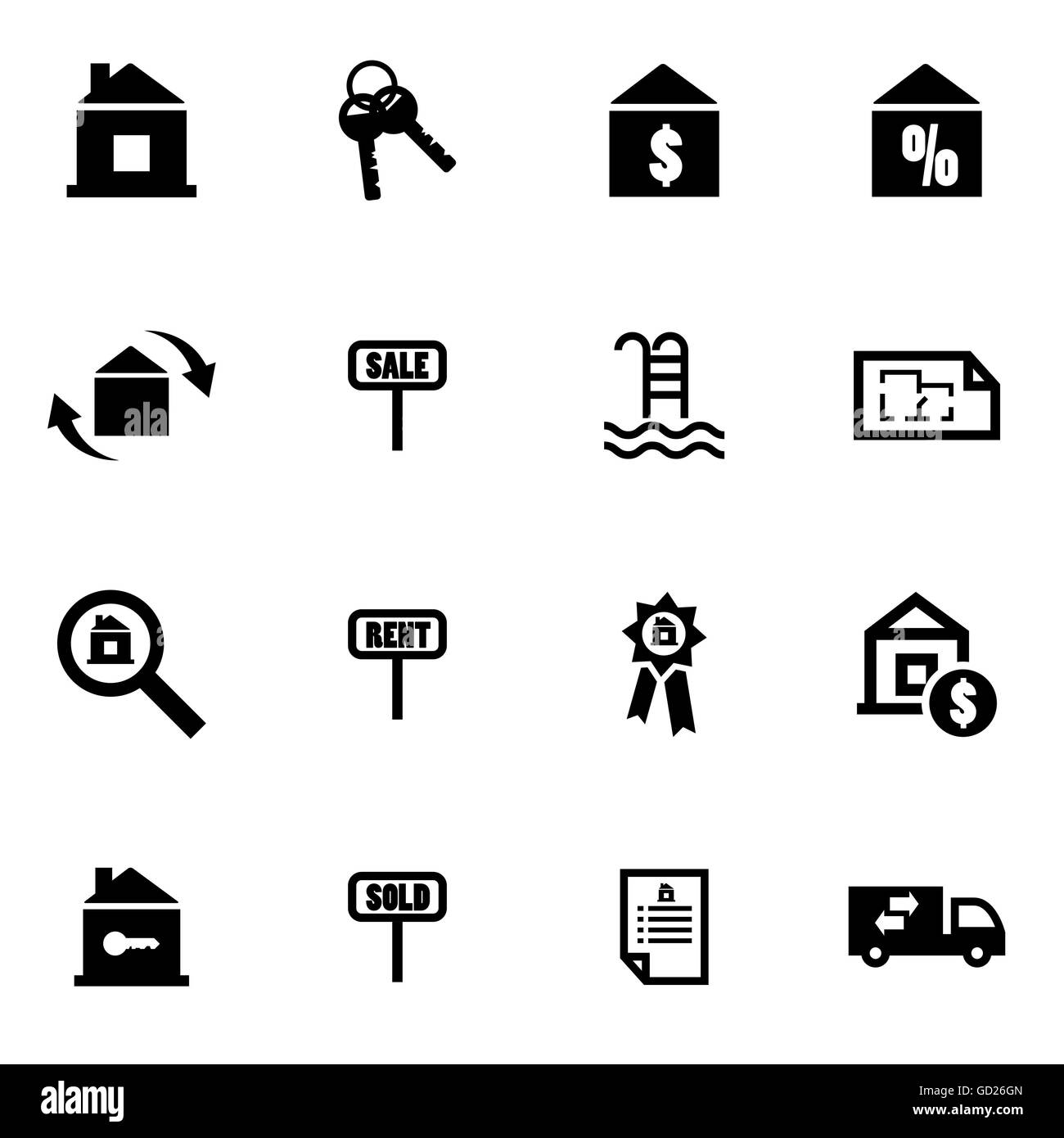 Vector black real estate icon set Stock Vector Image & Art - Alamy