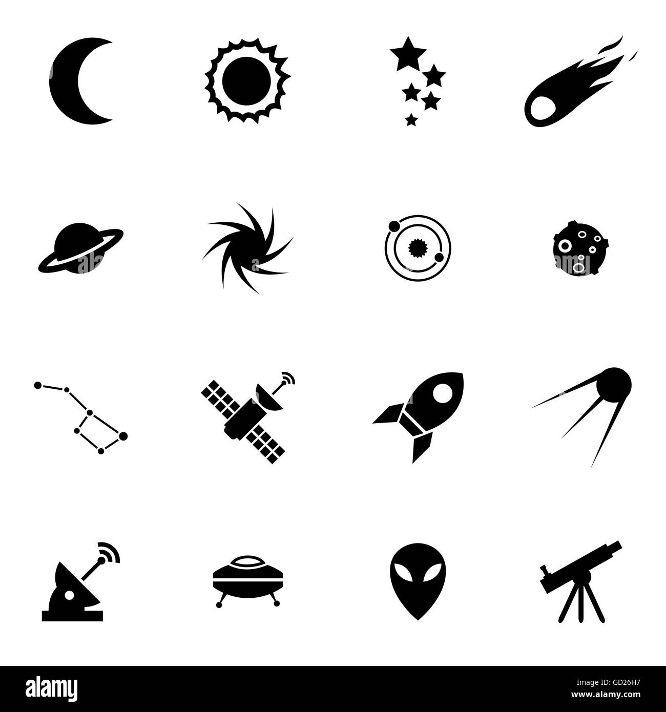 Vector black space icon set Stock Vector Image & Art - Alamy