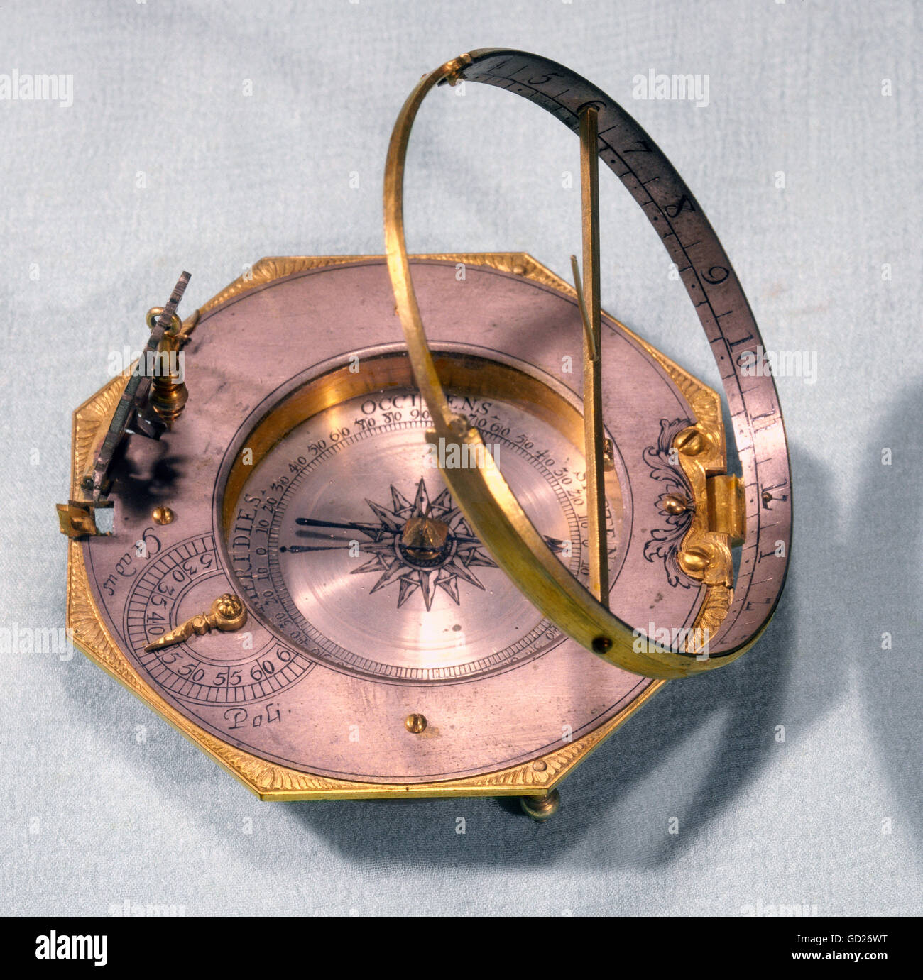clocks, equatorial sundial, with quadratic base plate by Johann