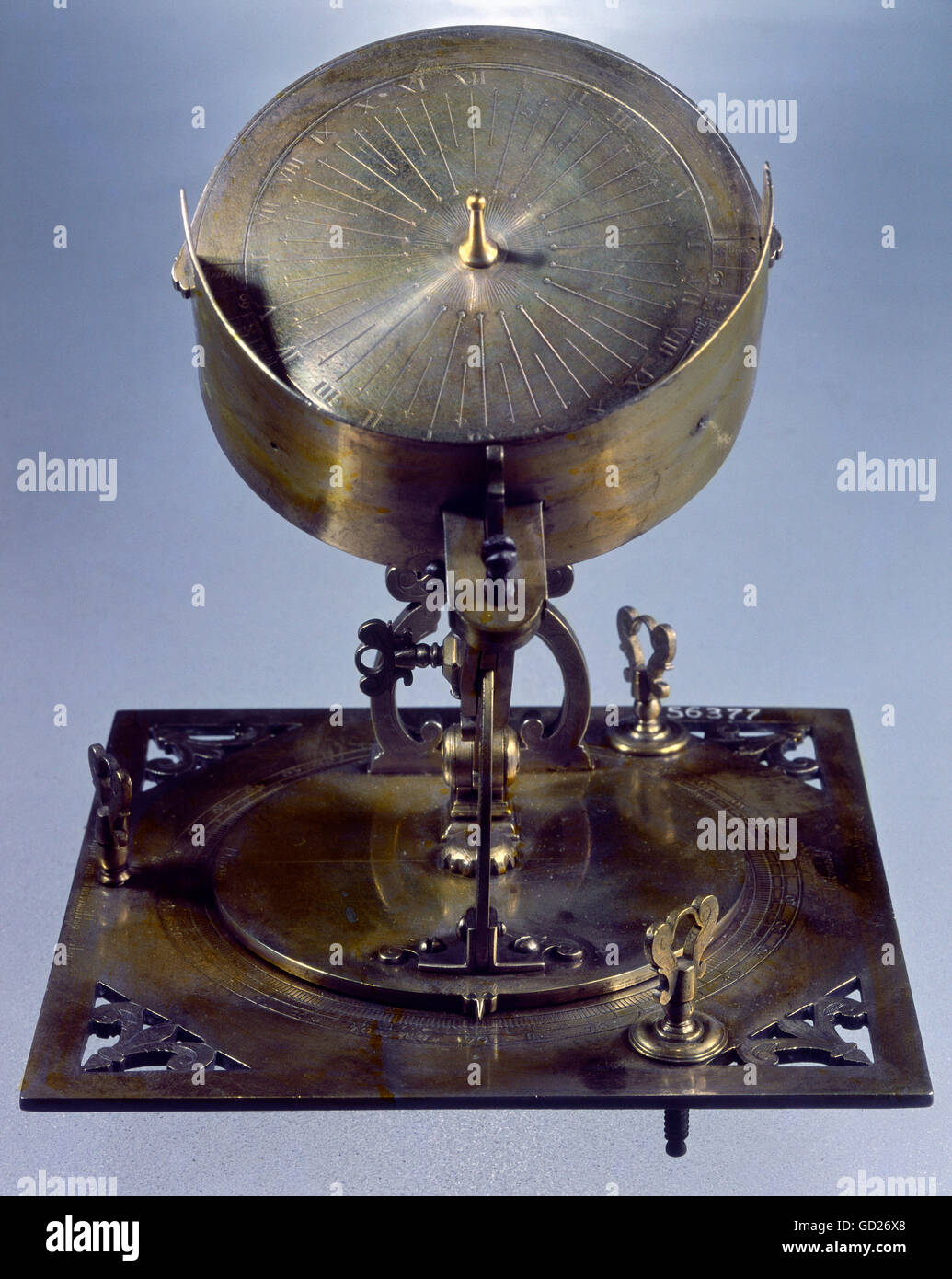 clocks, sundials, equatorial sundial with summer and winter dial, signature: J. P. Eberhard, Germany, circa 1700, Additional-Rights-Clearences-Not Available Stock Photo