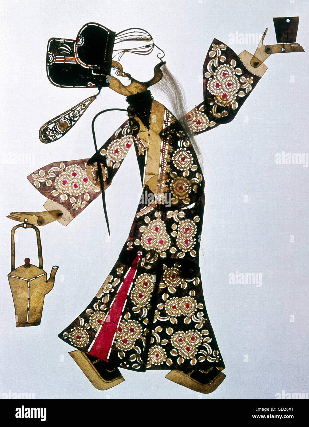 fine arts, China, Chinese shadow puppetry, shadow puppet, Szechuan style, 19th century, municipal museum Munich, , Artist's Copyright has not to be cleared Stock Photo