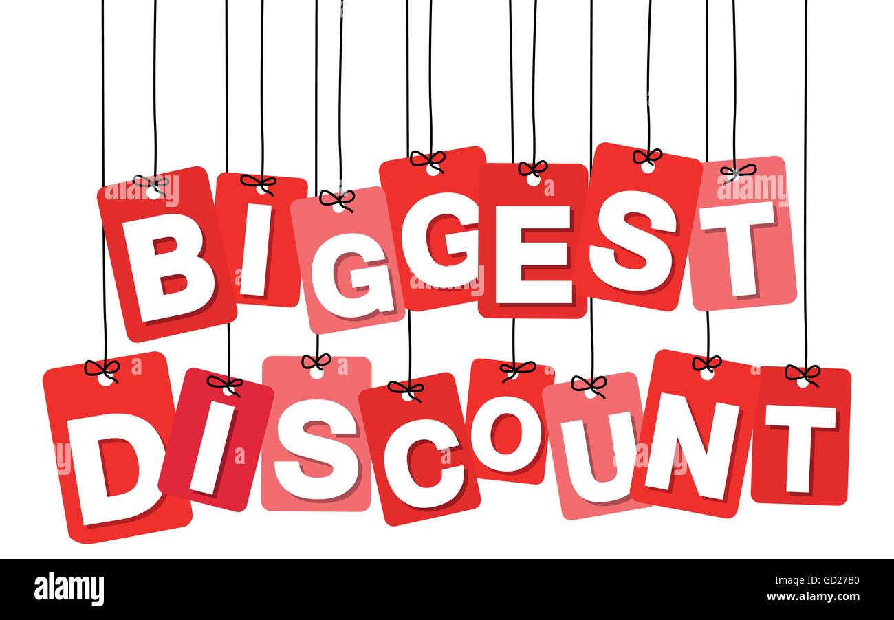 Vector colorful hanging cardboard. Tags biggest discount Stock Vector
