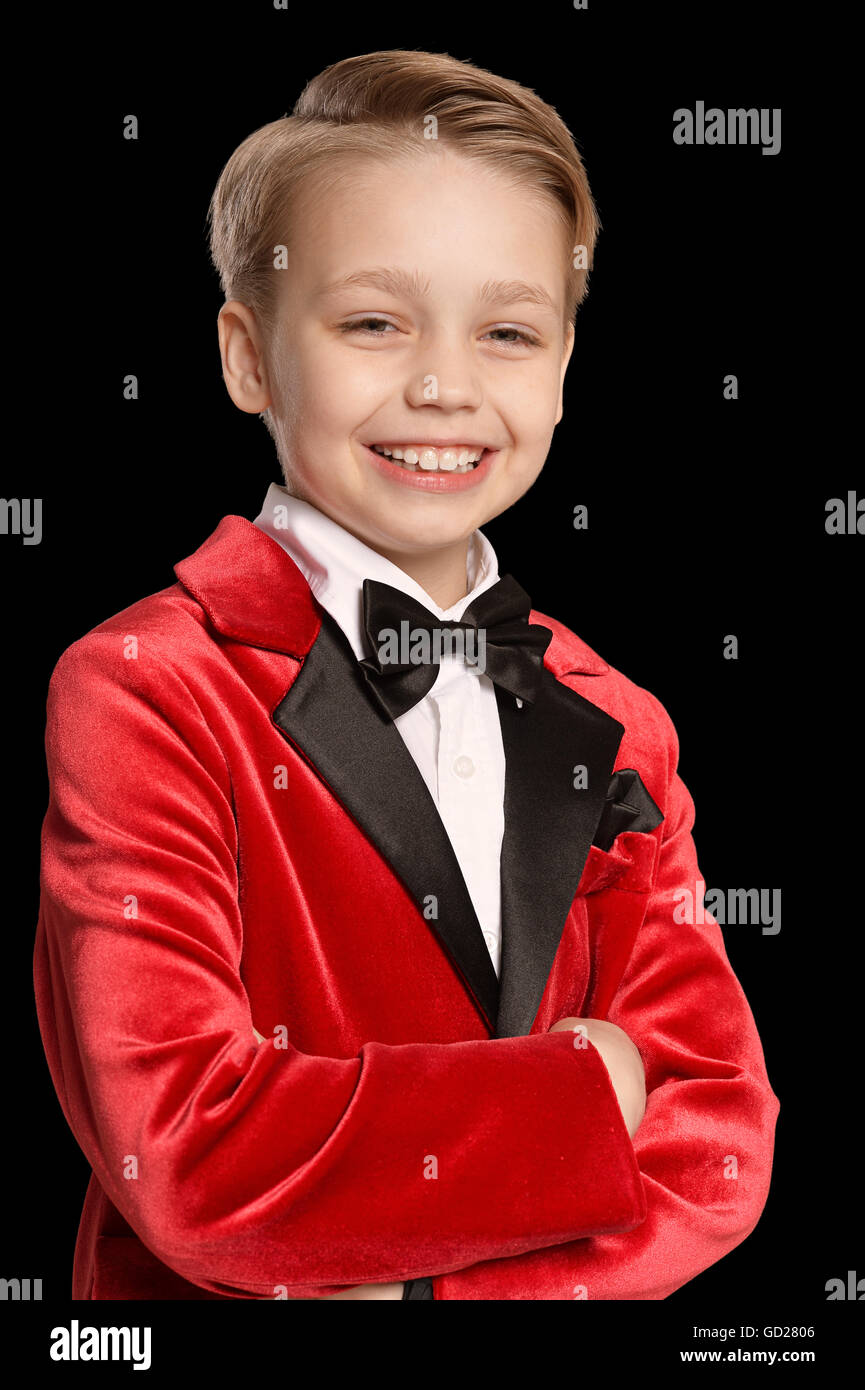Handsome little boy in a tuxedo Stock Photo Alamy