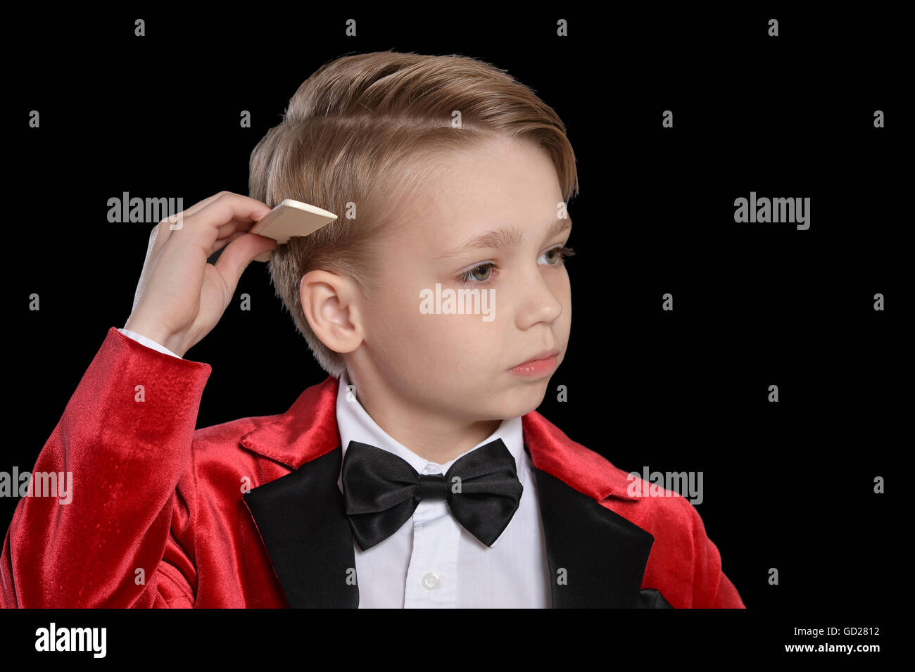 Handsome little boy in a tuxedo Stock Photo Alamy