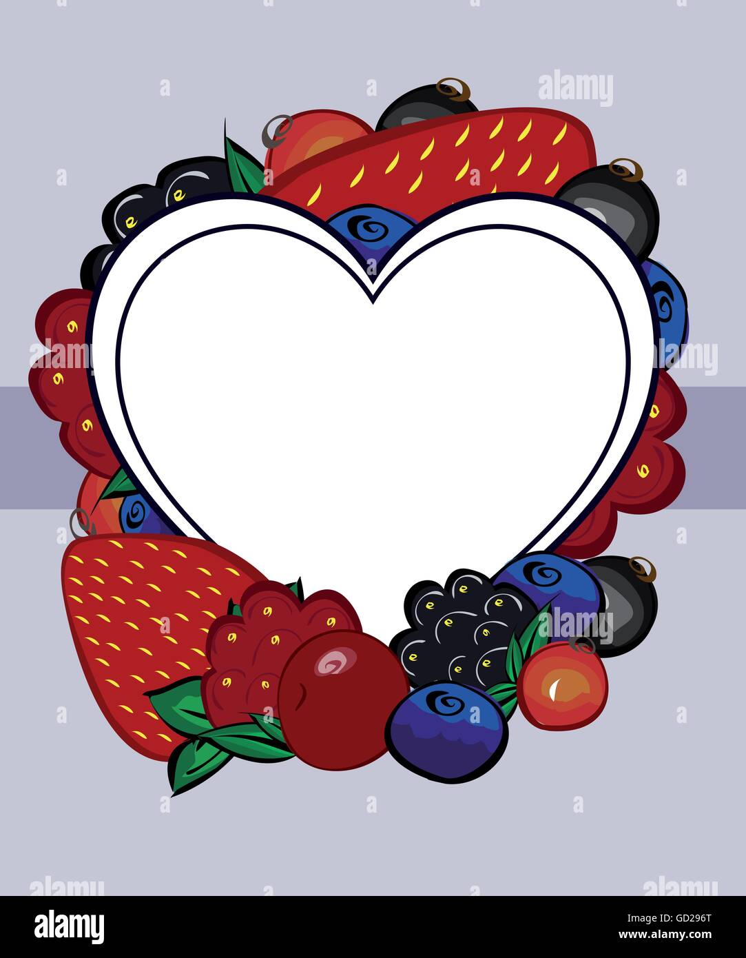 Vector drawn berries label heart Stock Vector Image & Art - Alamy