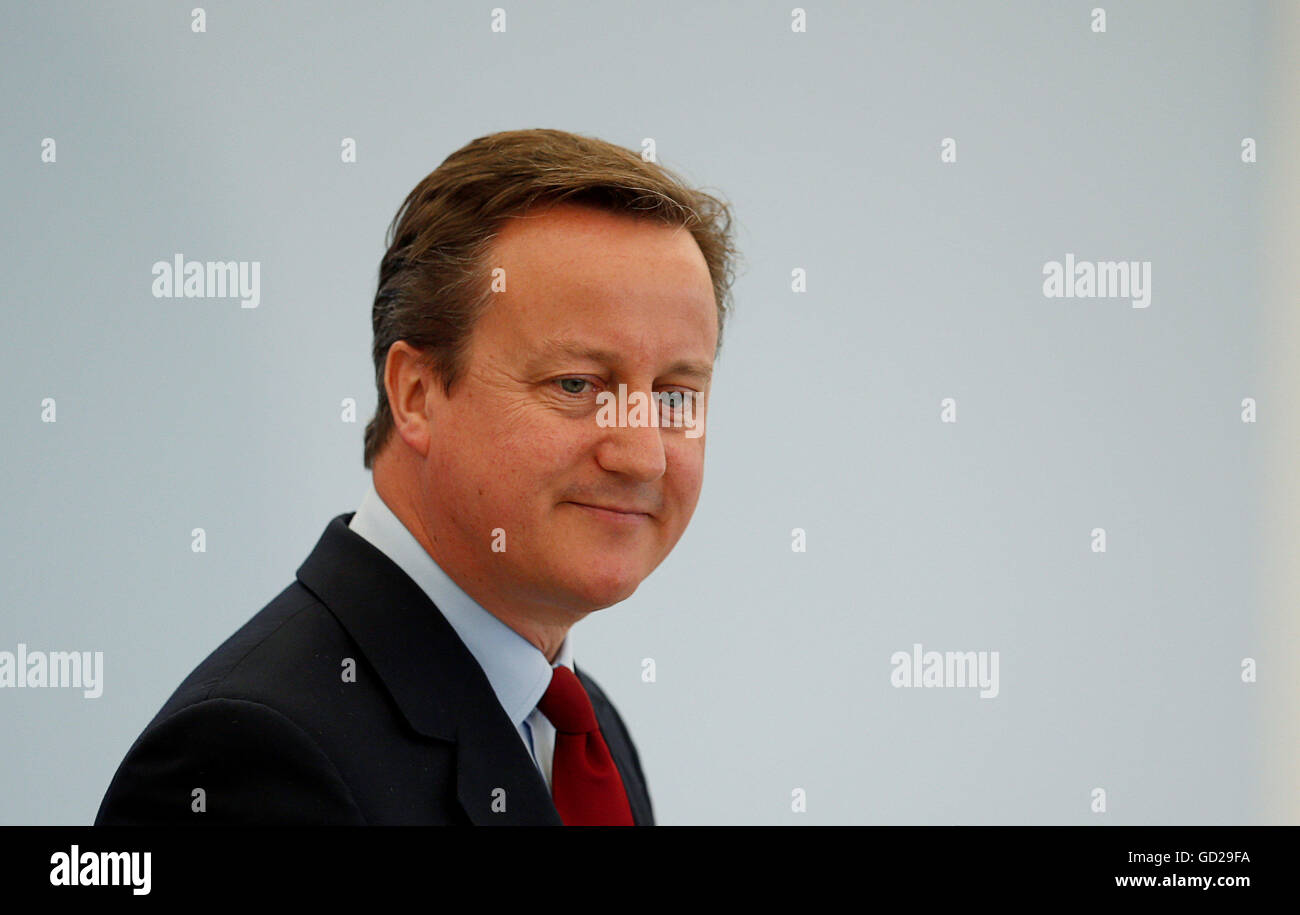 Prime Minister David Cameron at the Farnborough International Airshow in Hampshire. Stock Photo