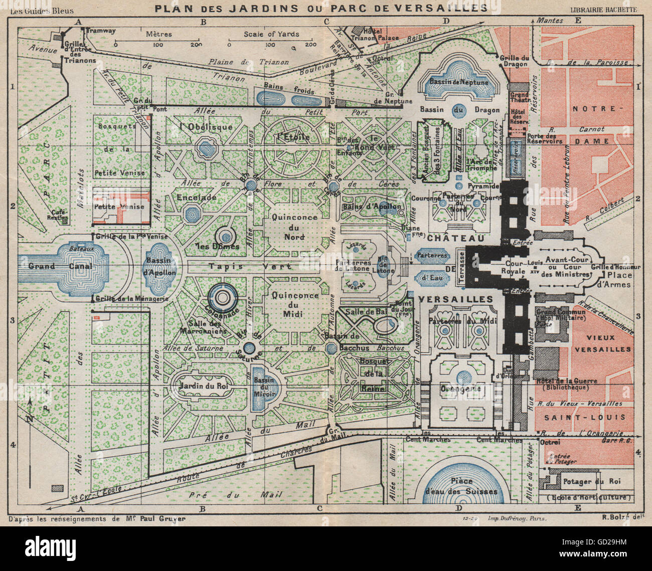 PARC DE VERSAILLES. Vintage map plan. Jardins. Park Gardens. Yvelines, 1927  Stock Photo - Alamy