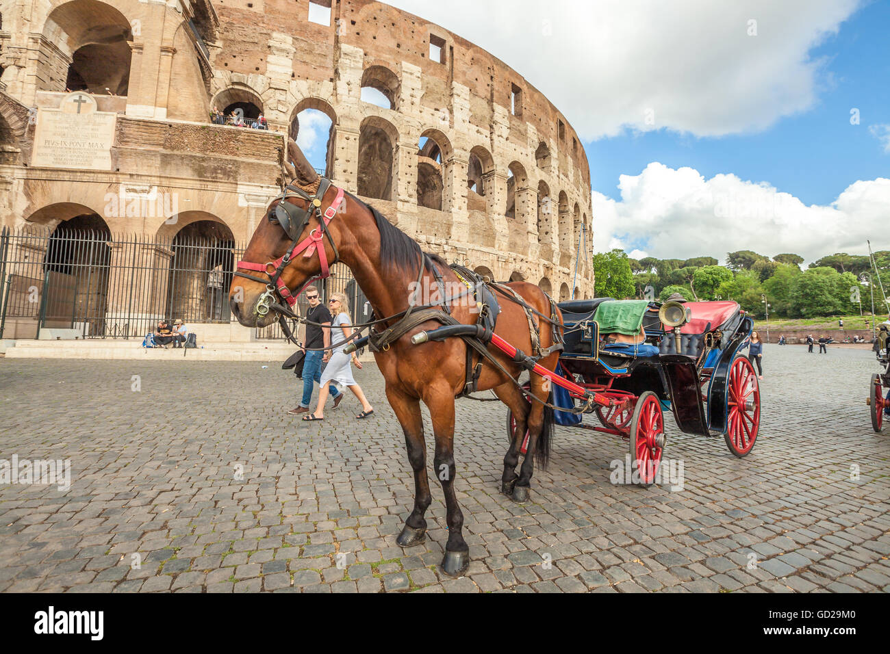 Horse carriage at Colosseo Stock Photo