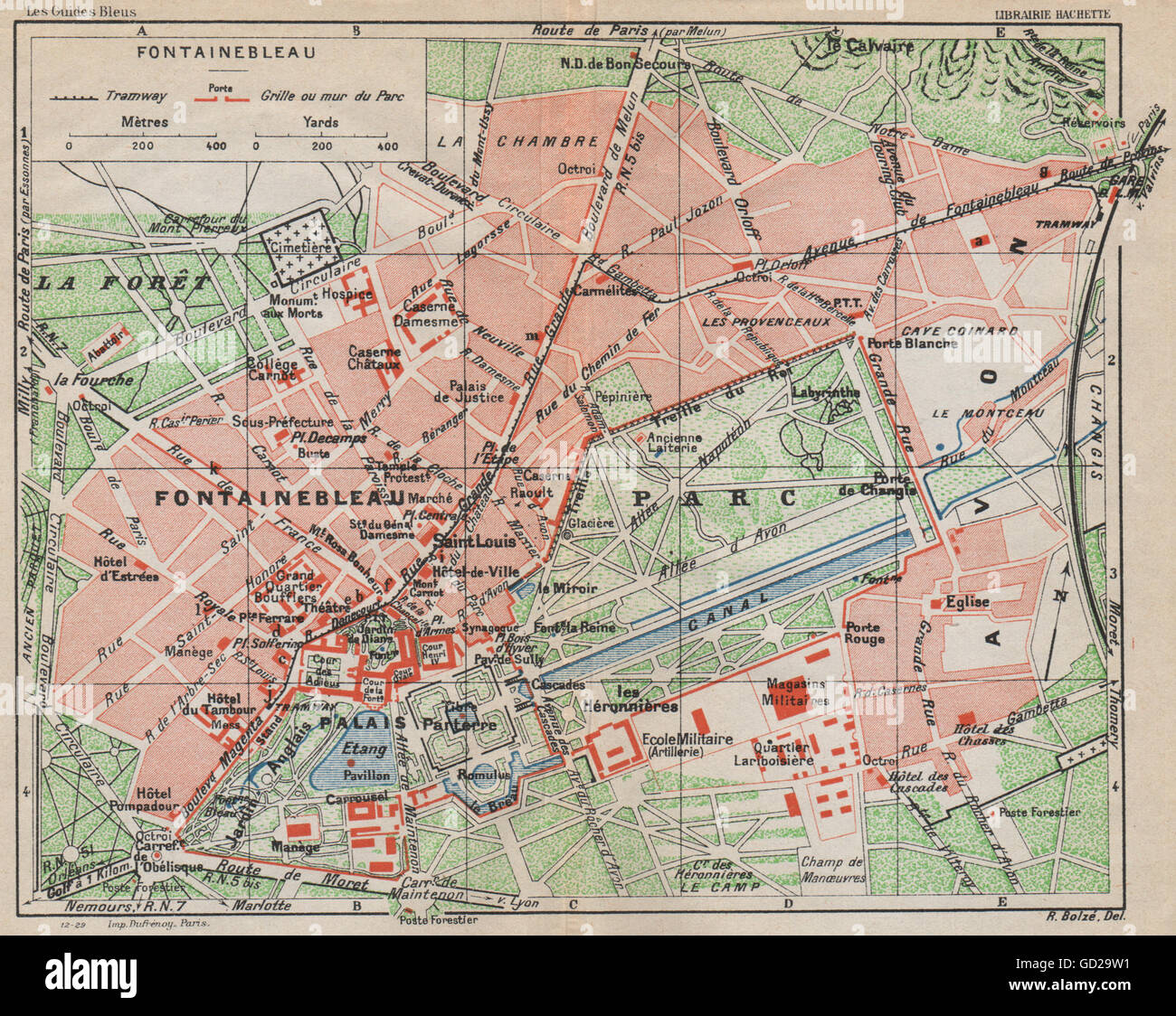 FONTAINEBLEAU Vintage town city - Fontainebleau Vintage Town City Map Plan Palace Palais Seine Et Marne GD29W1