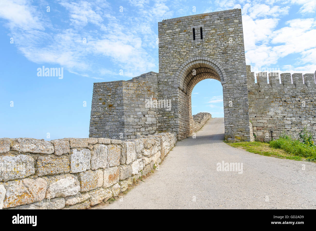 Entrance to the old fortress on a sky background. Stock Photo