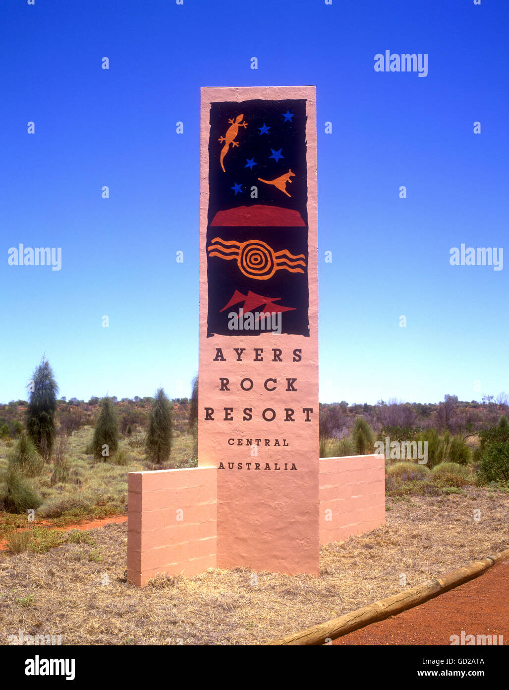 Australia Northern Territory Ayers Rock Ayers Rock Resort Sign - Uluru-Kata Tjuta National Park  Adrian Baker Stock Photo