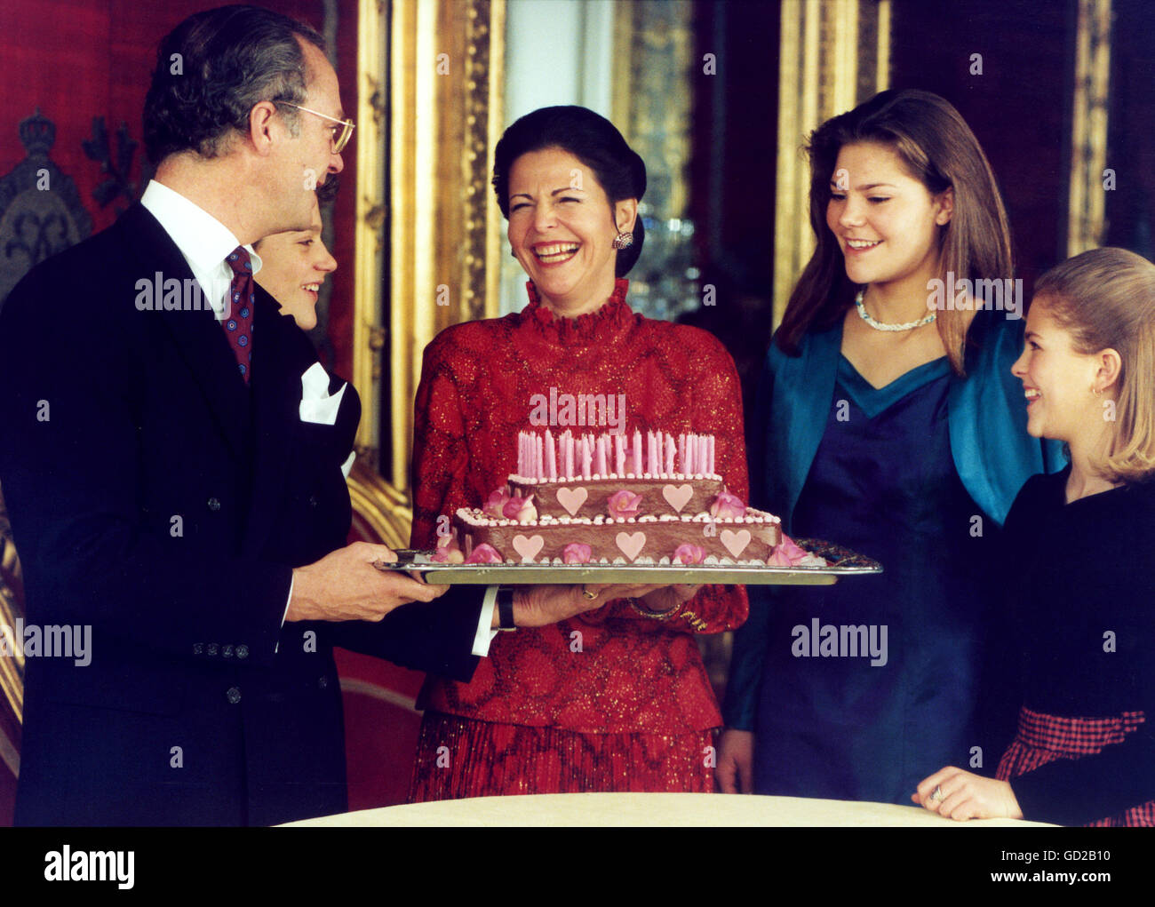 QUEEN SILVIAS 50th Birthday celebrates by family at Stockholm Palace Stock Photo