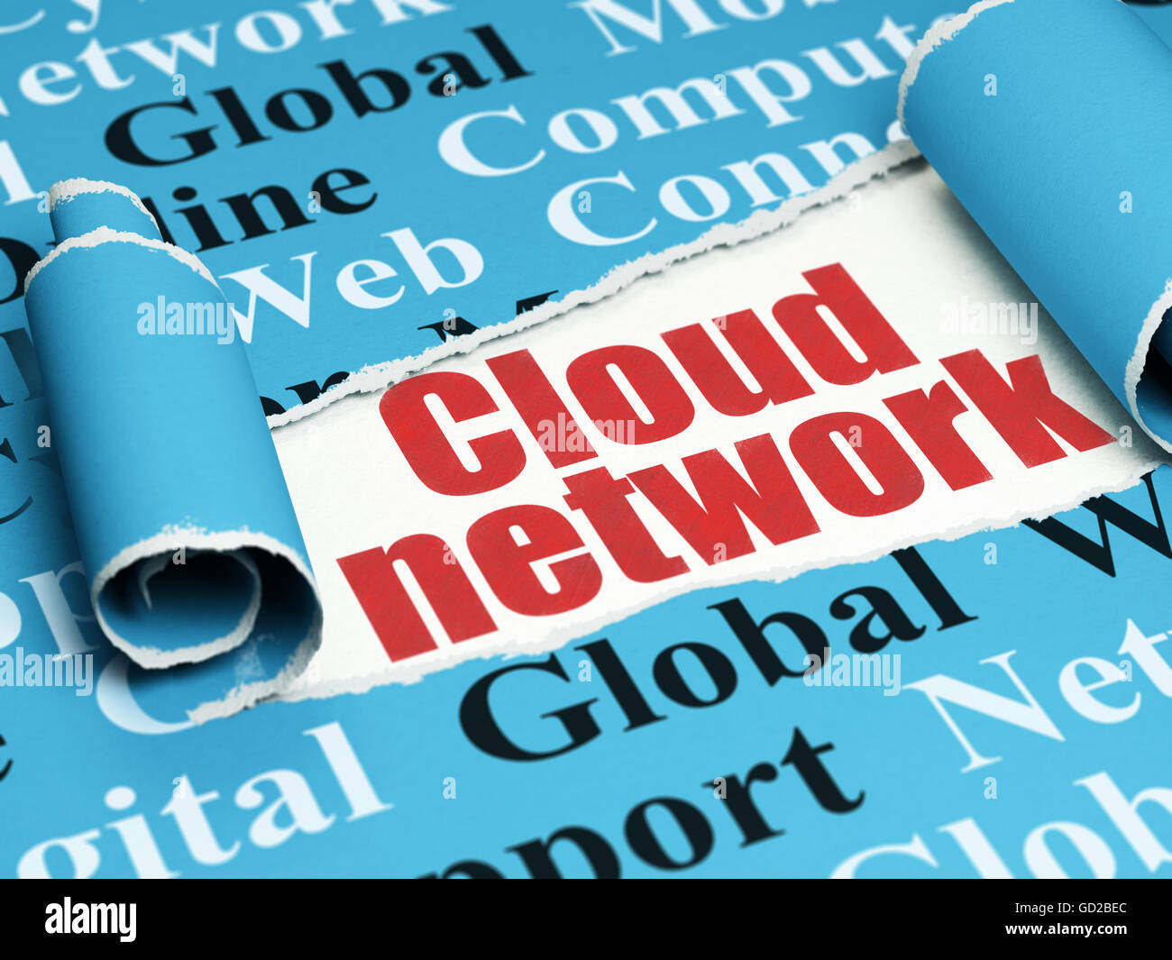 Cloud networking concept: red text Cloud Network under the piece of ...
