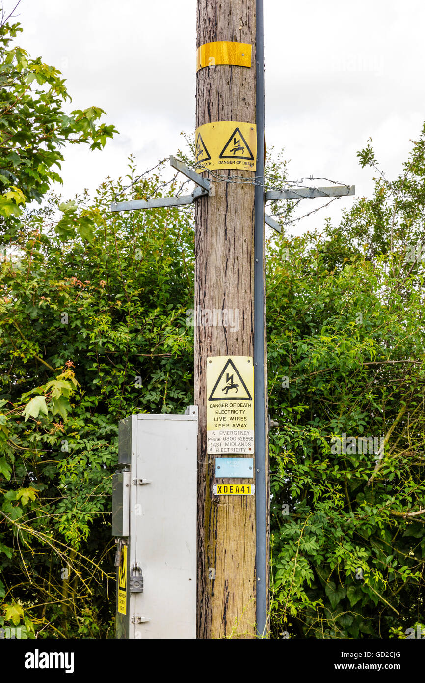 Danger of death health and safety sign on electric transformer post