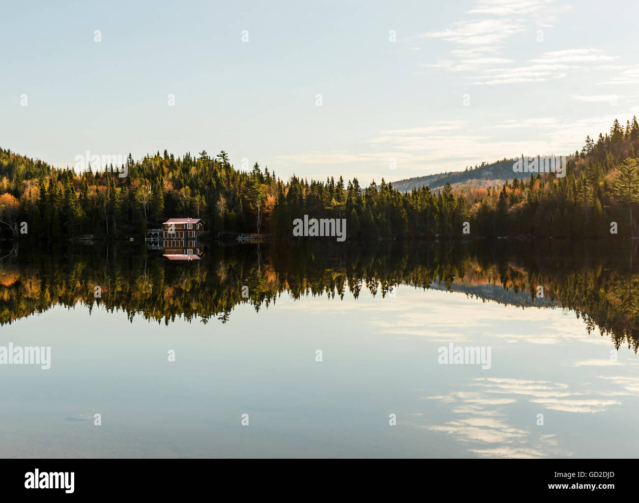 Beautiful landscape reflection; BaieSainteCatherine, Quebec, Canada