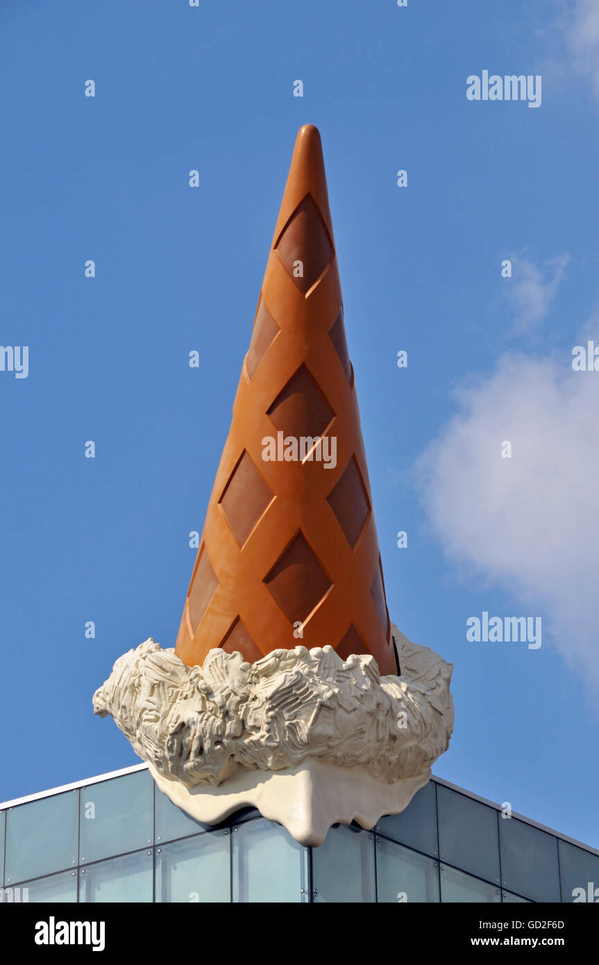 fine arts, objects of art, "Dropped Cone", by Claas Oldenburg and Coosje van Bruggen, Neumarkt Galerie, Cologne, Germany, Artist's Copyright has not to be cleared Stock Photo