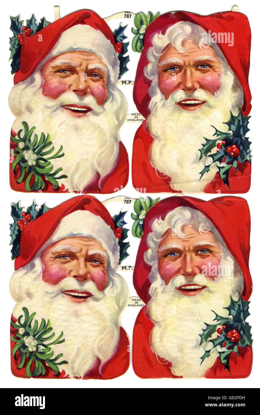 Christmas, Santa Clauses, Father Christmas, with mistletoe, Great Britain, circa 1930, Additional-Rights-Clearences-Not Available Stock Photo