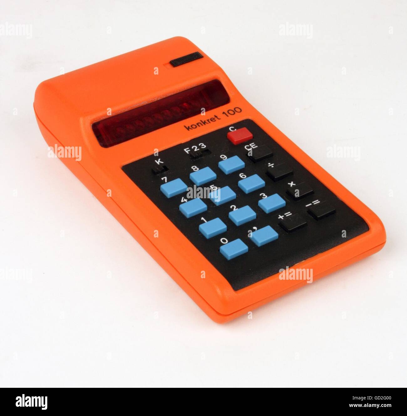 computing / electronics, electronic pocket calculator 'Konkret 100', design: unknown, probably design by factory, made by: VEB Roehrenwerk Muehlhausen, East-Germany, circa 1975, Additional-Rights-Clearences-Not Available Stock Photo