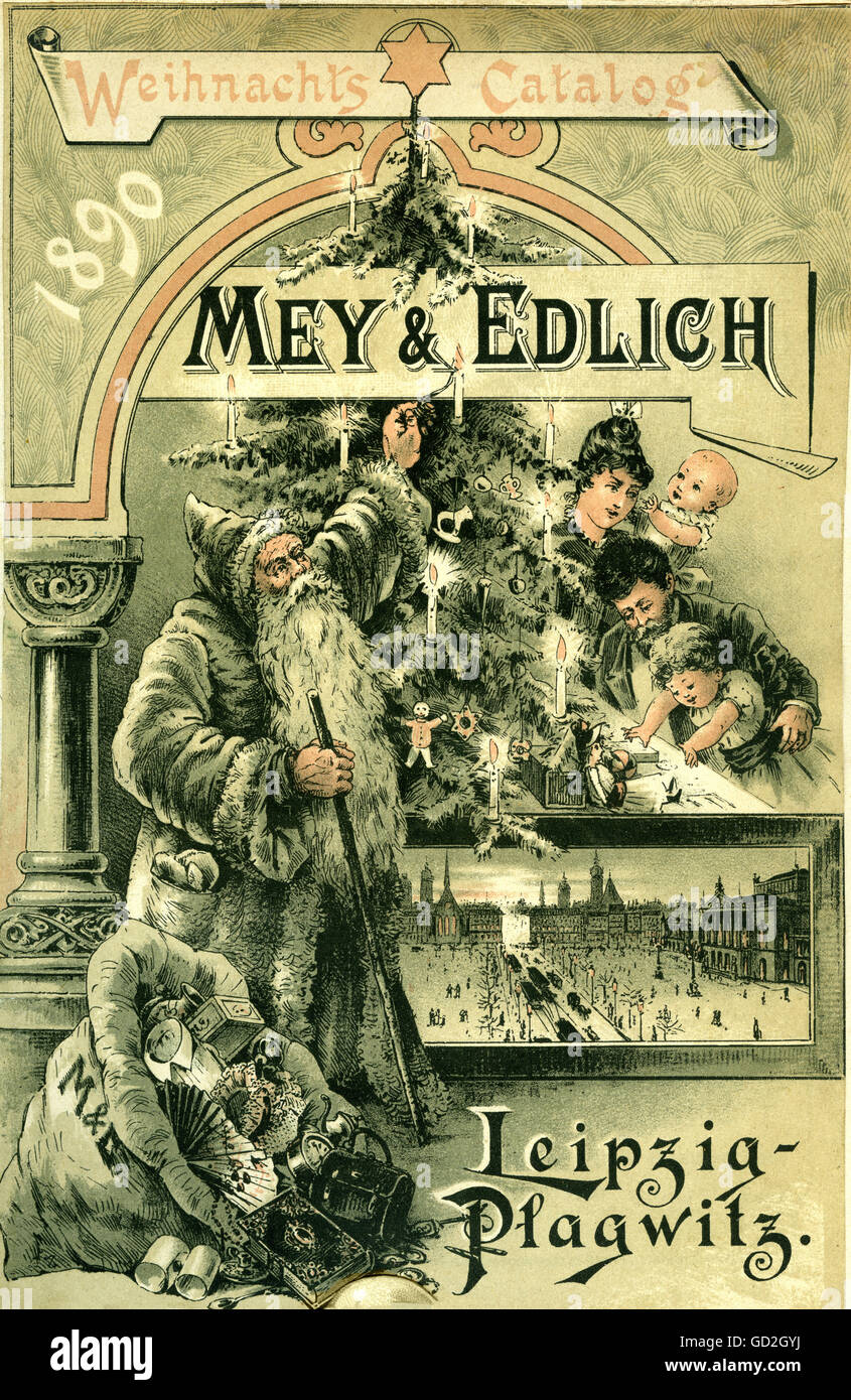 trade, mail-order business, one of the very first mail-order catalogues,  "Weihnachts Catalog", Mey & Edlich, Leipzig-Plagwitz, oldest German  mail-order house, 1870 founded, published the first mail-order catalogue in  1886, sended the ordered