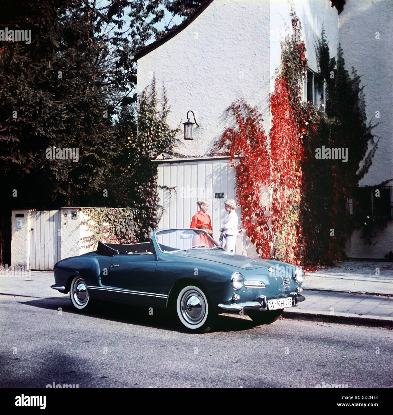 transport / transportation, cars, Volkswagen, VW 1500 Karmann-Ghia coupe, vehicle variants 14, parking in front of a house, Munich, circa 1960, vehicle, vehicles, people, women, female, street, streets, 20th century, Karmann Ghia, transport, transportation, cars, car, vehicle variants, vehicle variants, house, houses, historic, historical, West Germany, Western Germany, 1950s, 1960s, woman, Additional-Rights-Clearences-Not Available Stock Photo
