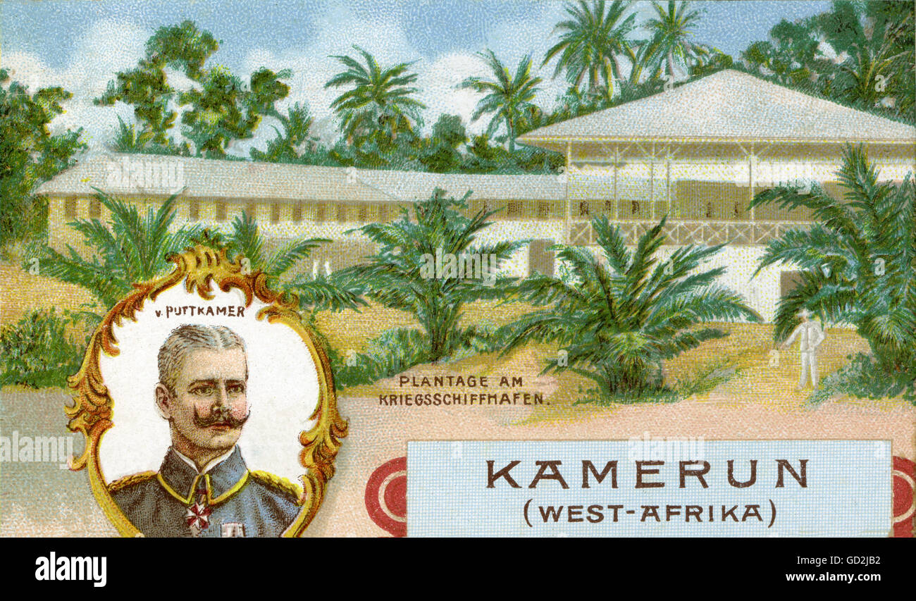 geography / travel, Cameroon, German colony, plantation at warship harbour, near Victoria/Kamerun, Jesko von Puttkamer, 1855-1917, governor of Cameroon 1895-1907, 1898, West Africa, dependency, dependencies, colonialism, colonial period, German Empire, illustration, litho, lithograph, 19th century, Africa, 1910s, 10s, 20th century, colony, colonies, plantation, plantations, governor, governors, historic, historical, man, men, male, people, Additional-Rights-Clearences-Not Available Stock Photo