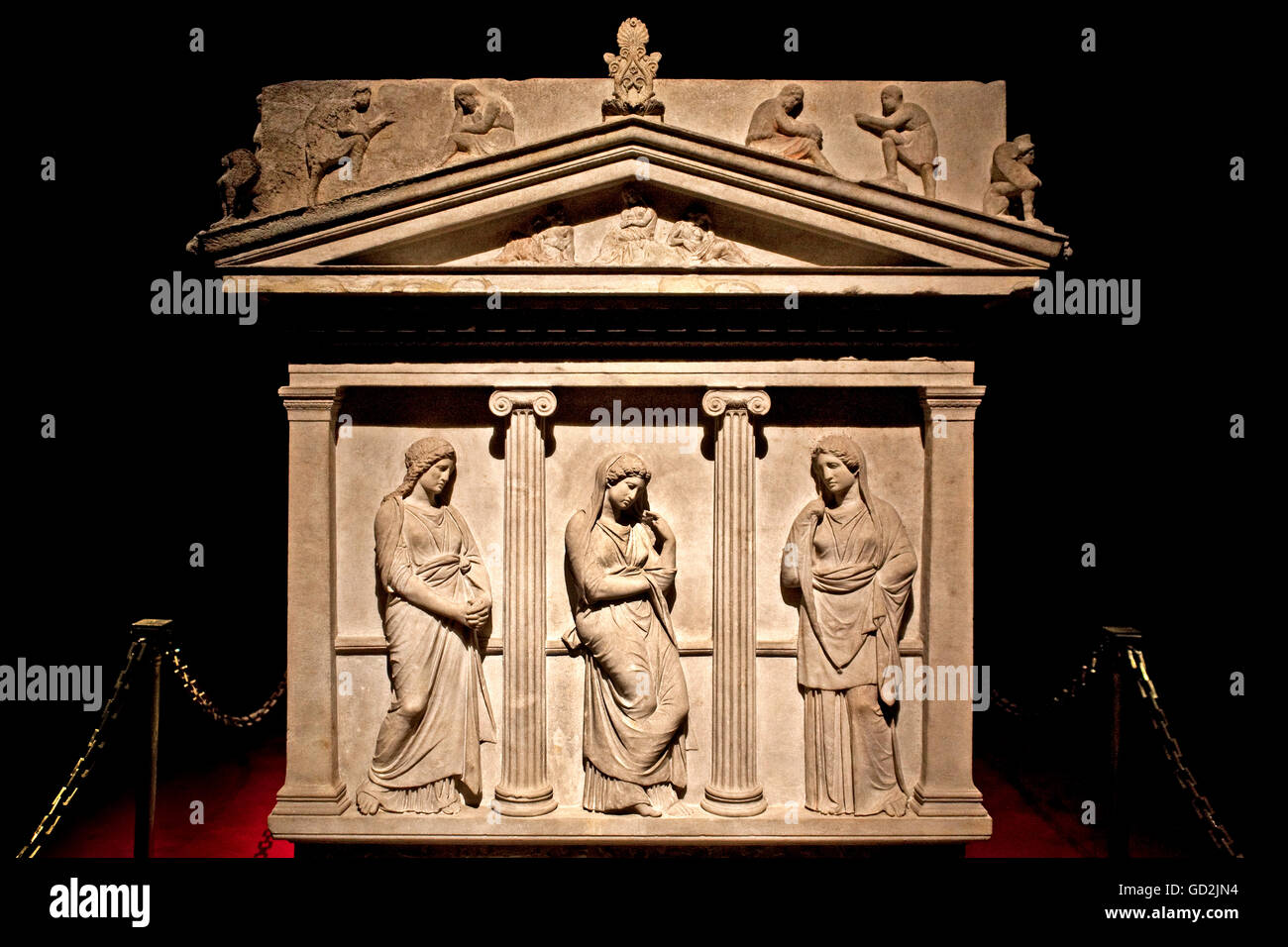 fine arts, Ancient world, Sarcophagus of the mourning women, collection of antiques, archaeological museum, Istanbul, Artist's Copyright has not to be cleared Stock Photo