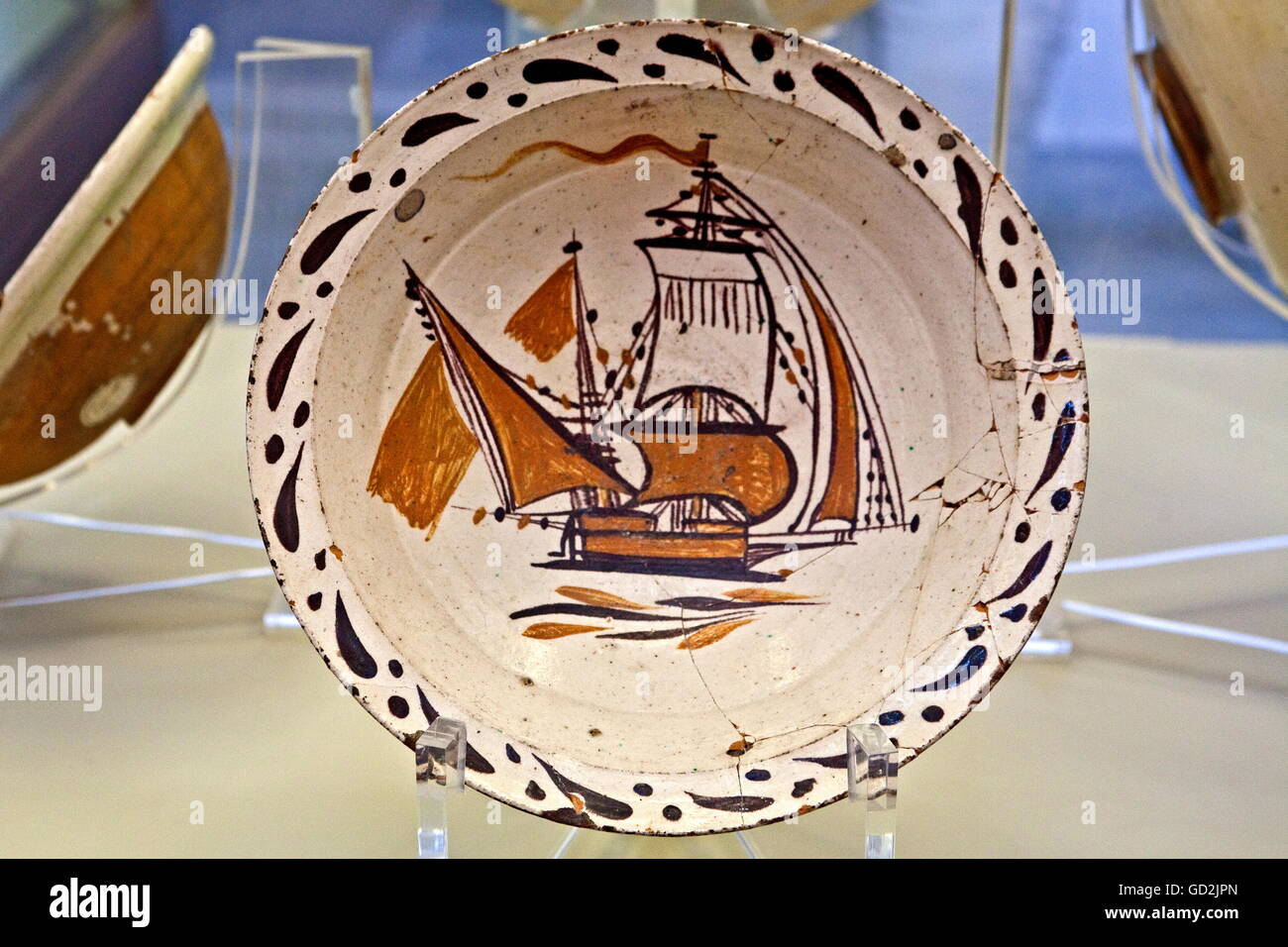 fine arts, ceramics, glazed Iznik plate from the glazed tile pavilion, Cinili Koesk, archaeological museum, Istanbul, Artist's Copyright has not to be cleared Stock Photo