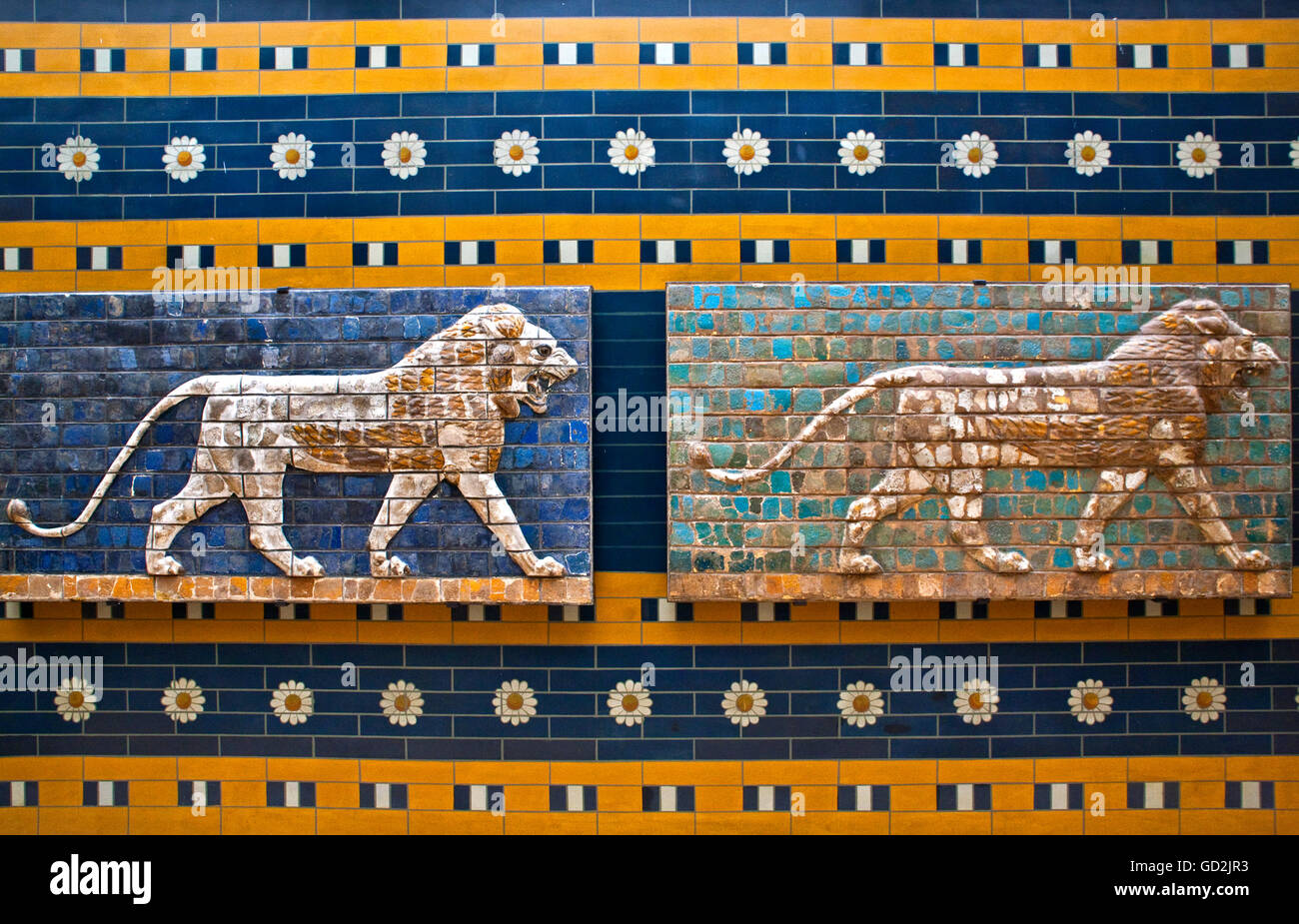 fine arts, Babylonian Dynasty, relief of a lion of the procession street in Babylon, museum of old oriental culture, archaeological museum, Istanbul, Artist's Copyright has not to be cleared Stock Photo