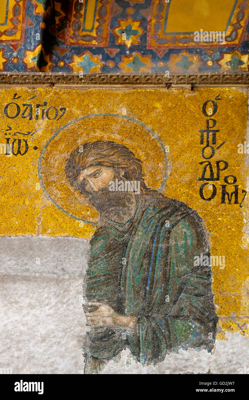 fine arts, religious art, mosaic, John the baptist, Hagia Sophia, Istanbul, Artist's Copyright has not to be cleared Stock Photo