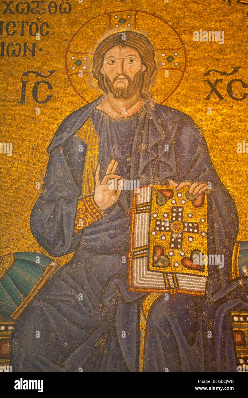 fine arts, religious art, mosaic Christ Pantokrator, Hagia Sophia, Istanbul, Artist's Copyright has not to be cleared Stock Photo