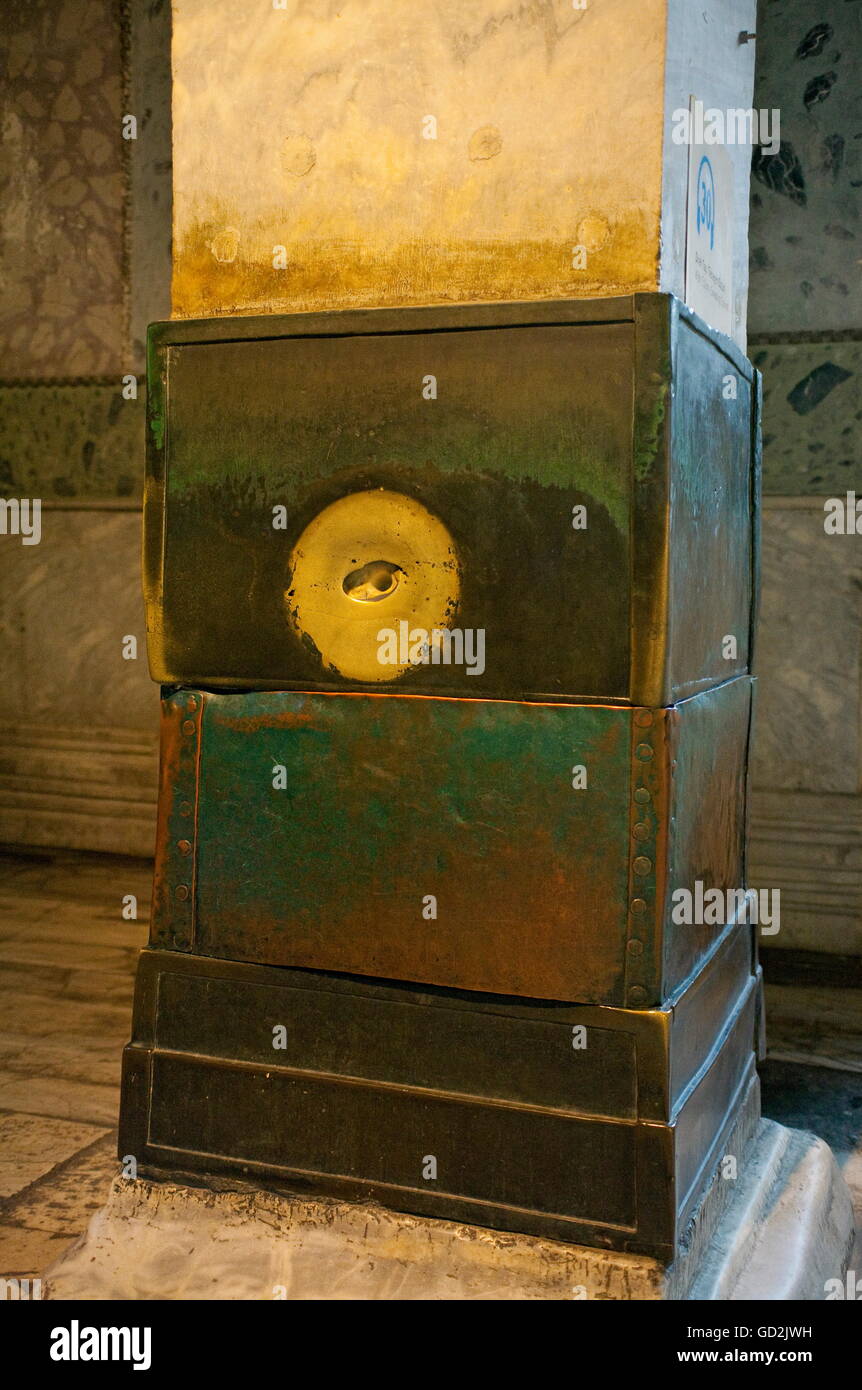 right, religion, sweating column, Hagia Sophia, Istanbul, Artist's Copyright has not to be cleared Stock Photo