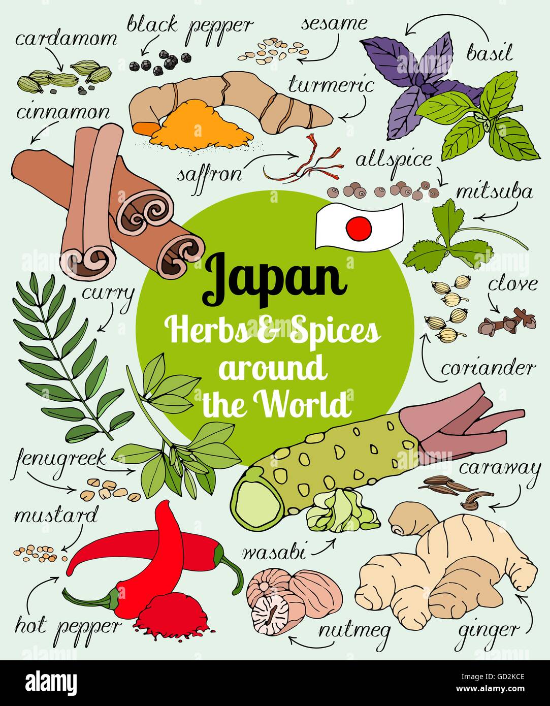 Japan herbs and spices Stock Vector Image & Art Alamy