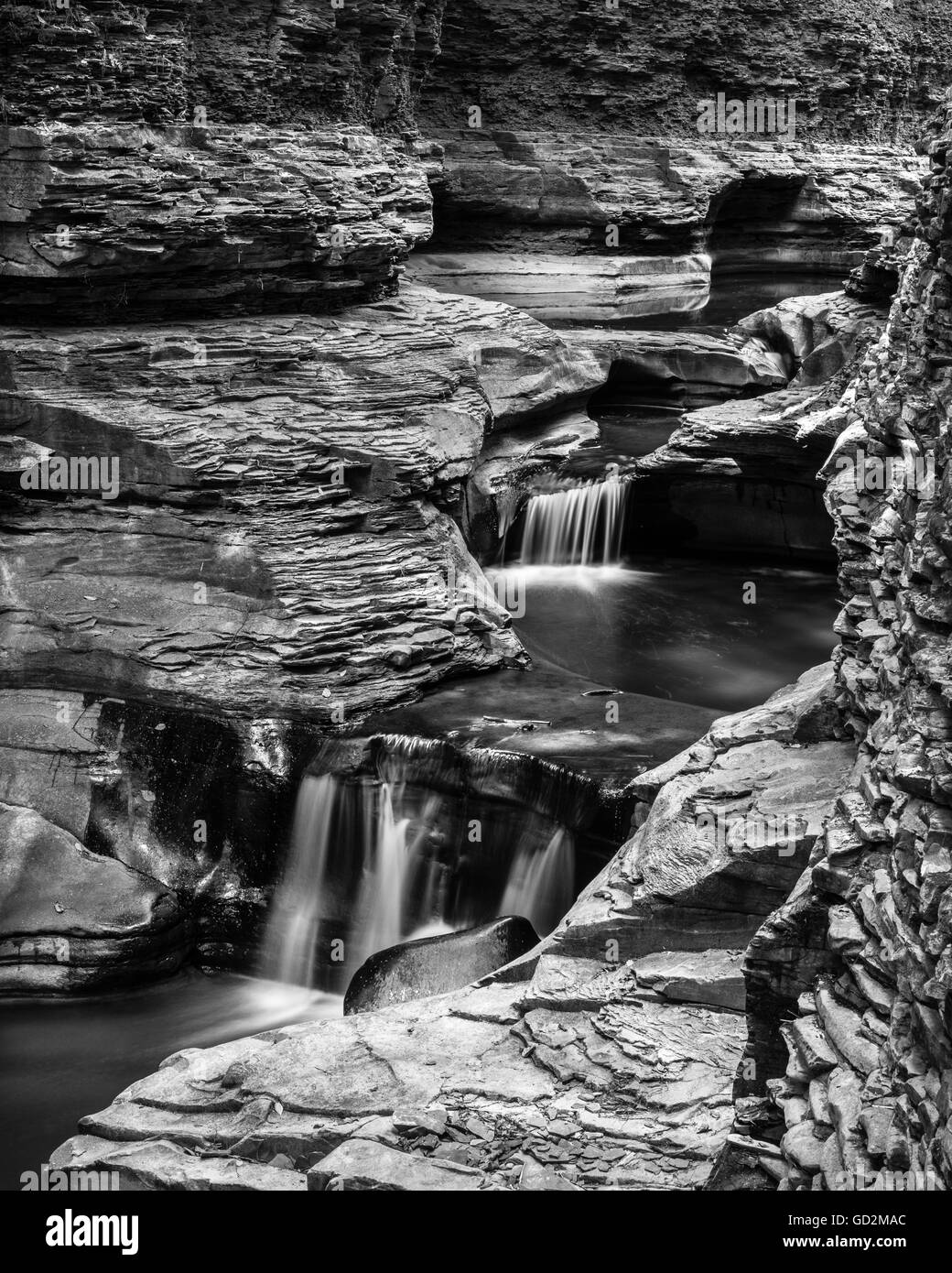 One of the many waterfalls inside Watkins Glen State Park inside the