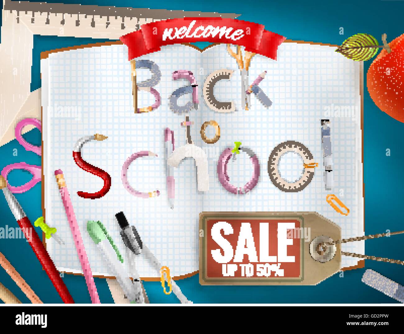 Back to School sale background. EPS 10 Stock Vector Image & Art - Alamy