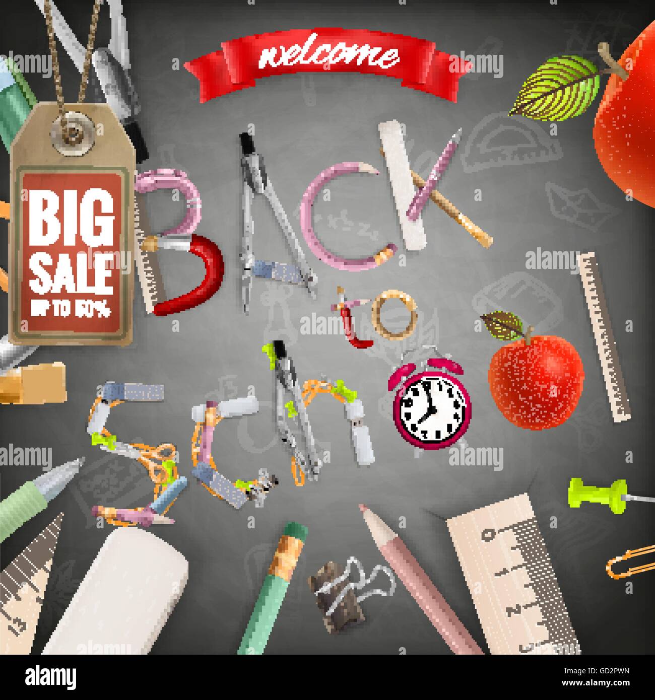 Back to School sale background. EPS 10 Stock Vector Image & Art - Alamy