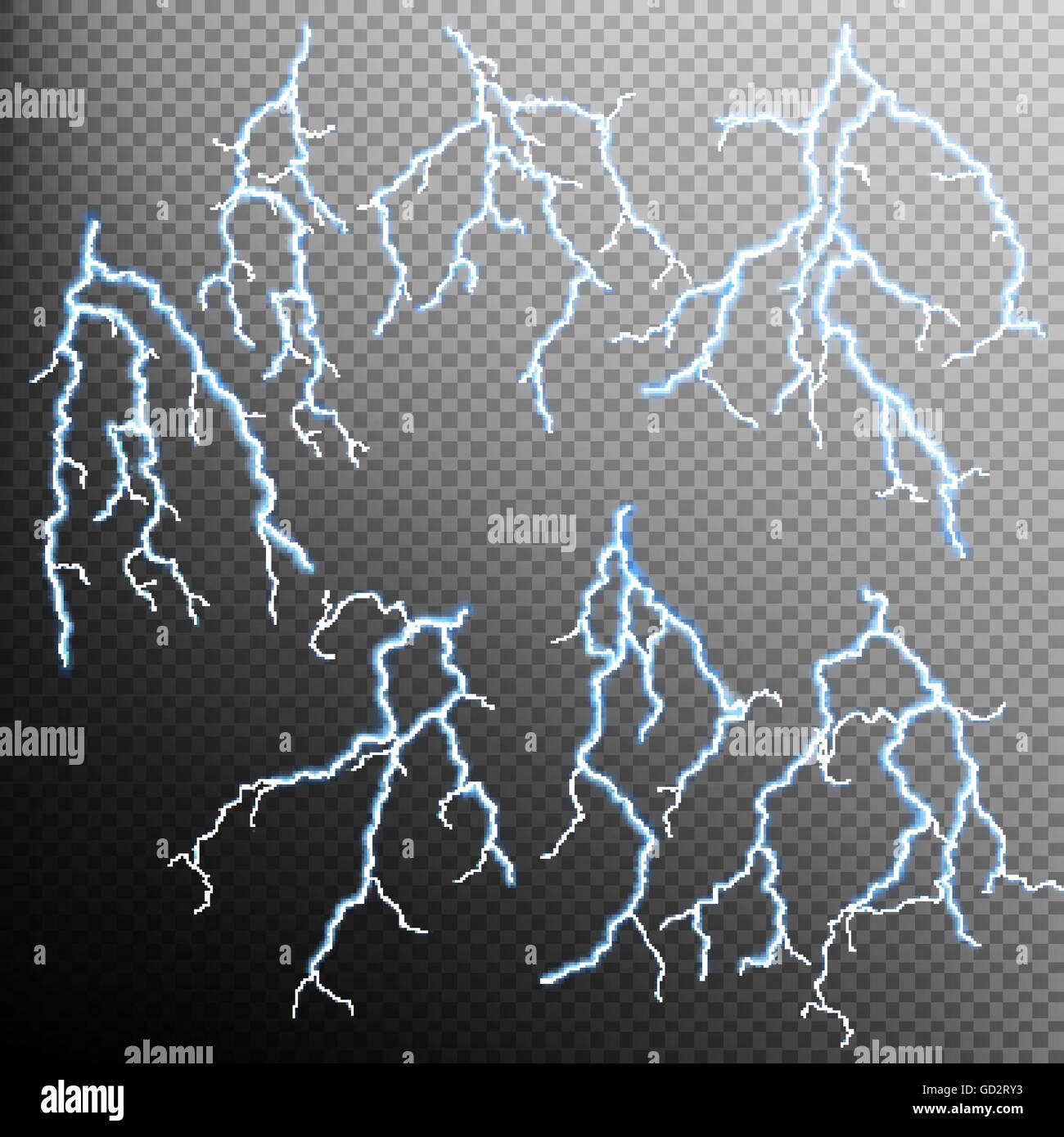 Set of Blue lightning. EPS 10 Stock Vector Image & Art - Alamy