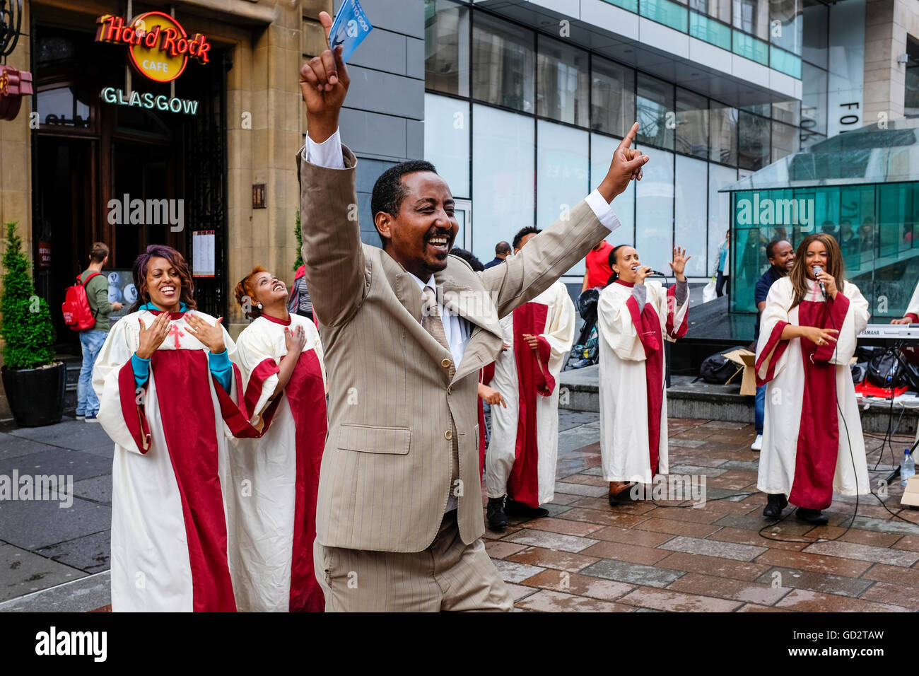 Street preacher holding a sermon in Buchanan Street, Glasgow, Scotland, UK Stock Photo