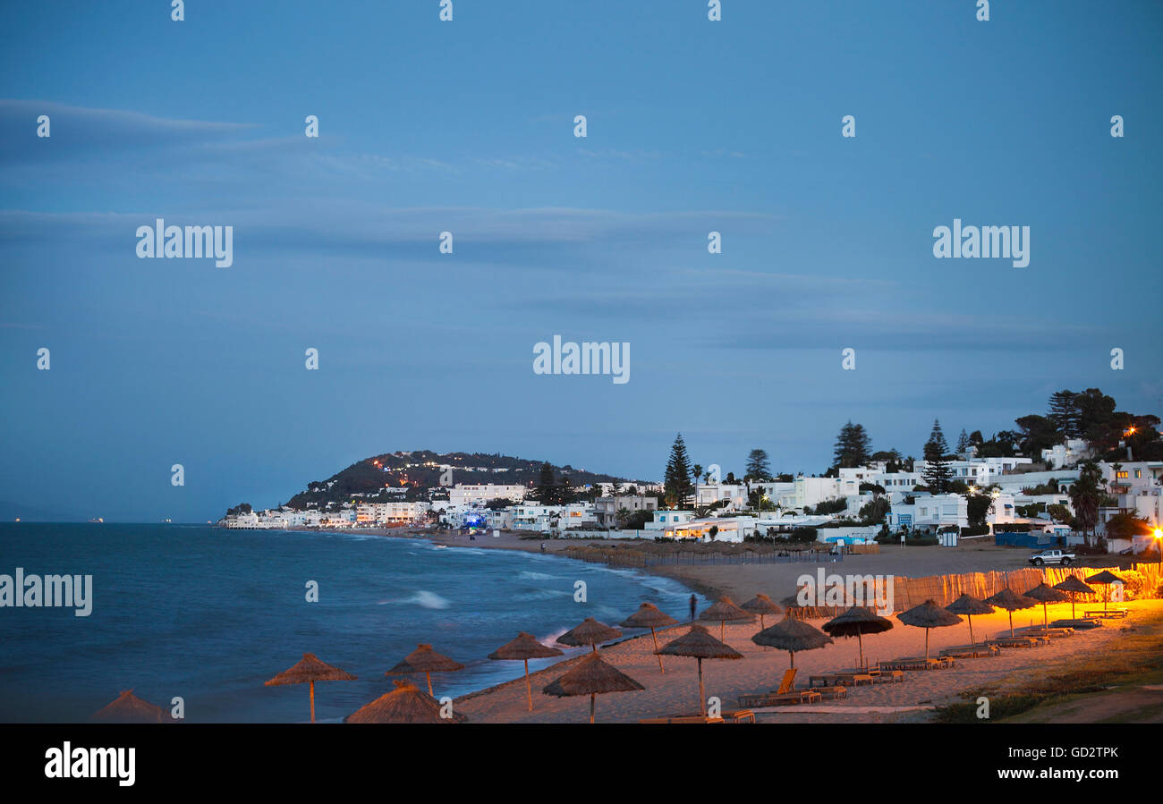 Evening view to the beach in Gammarth Tunis, Tunisia Stock Photo