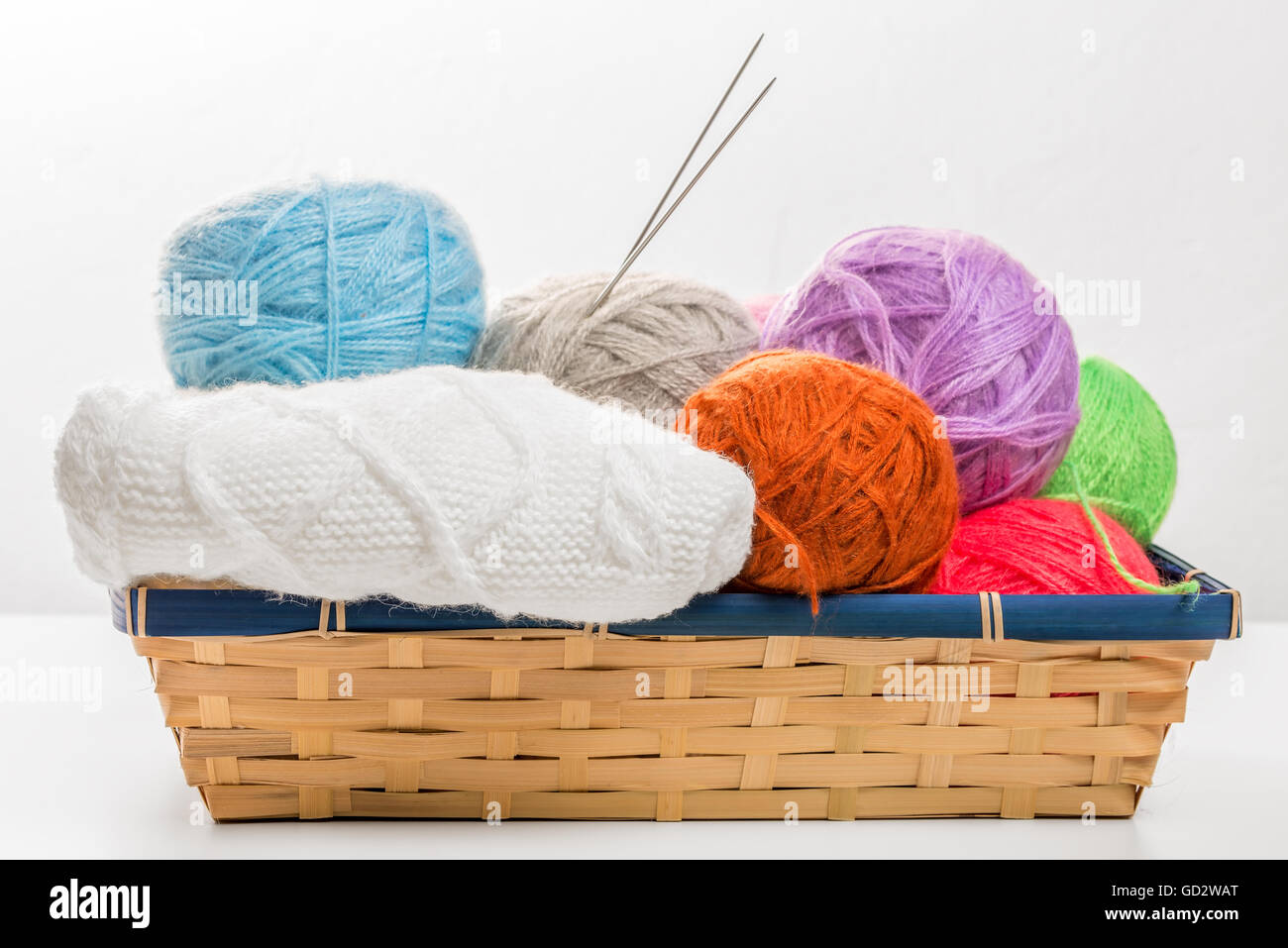 Yarn balls in the basket stock photo. Image of fluffy - 65073640