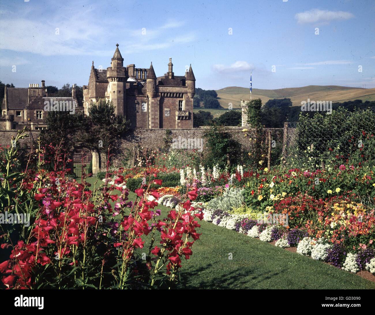 Scotland, Borders. Abbotsford House by the River Tweed at Melrose. Home