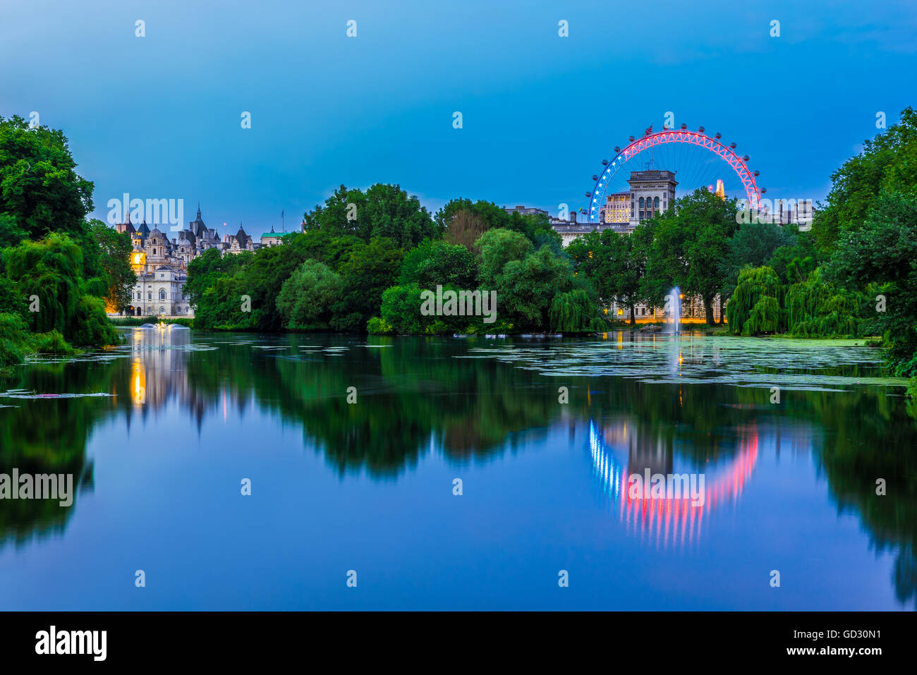 St. James Park in London at Night Stock Photo